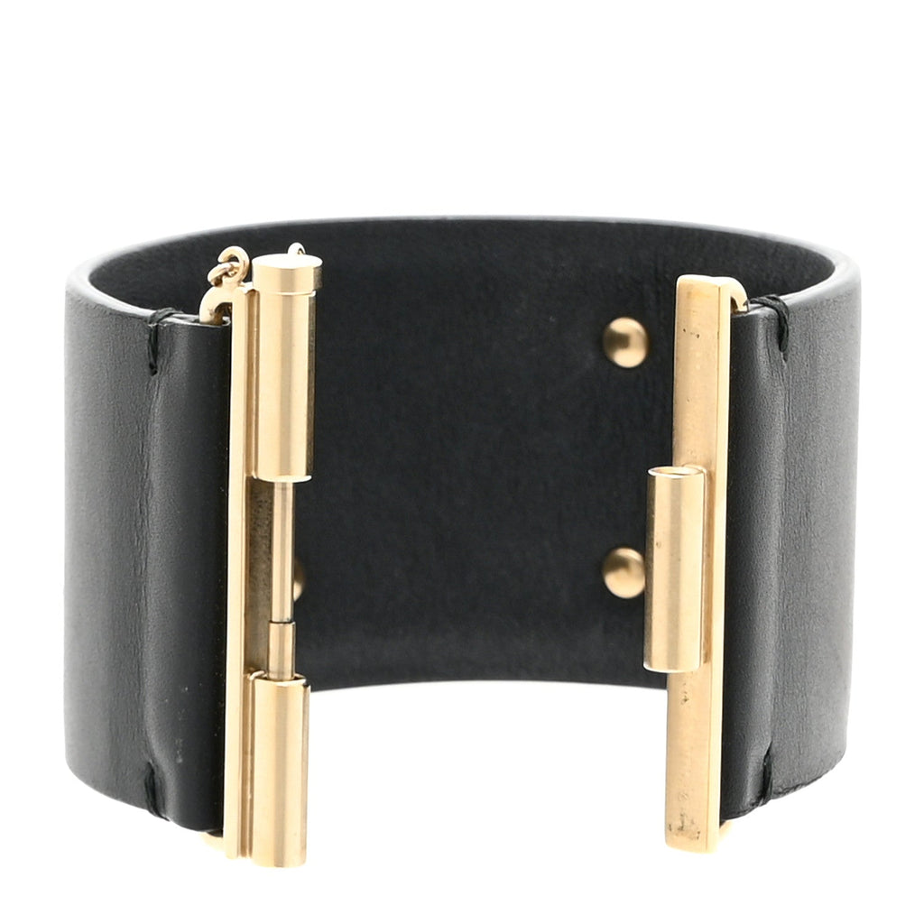 Calfskin CC Wide Cuff M Black Gold