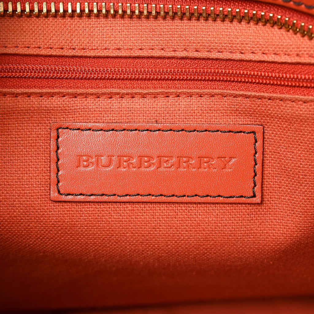 Grainy Calfskin Medium Dennet Brogue Tote Tangerine