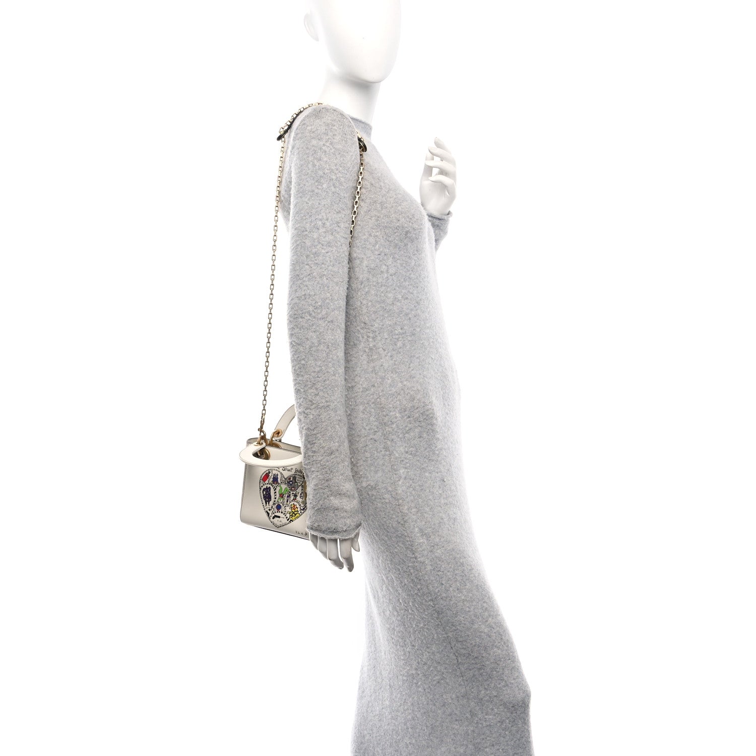 Calfskin Niki De Saint Phalle Heart Mini Supple Lady Dior Off White