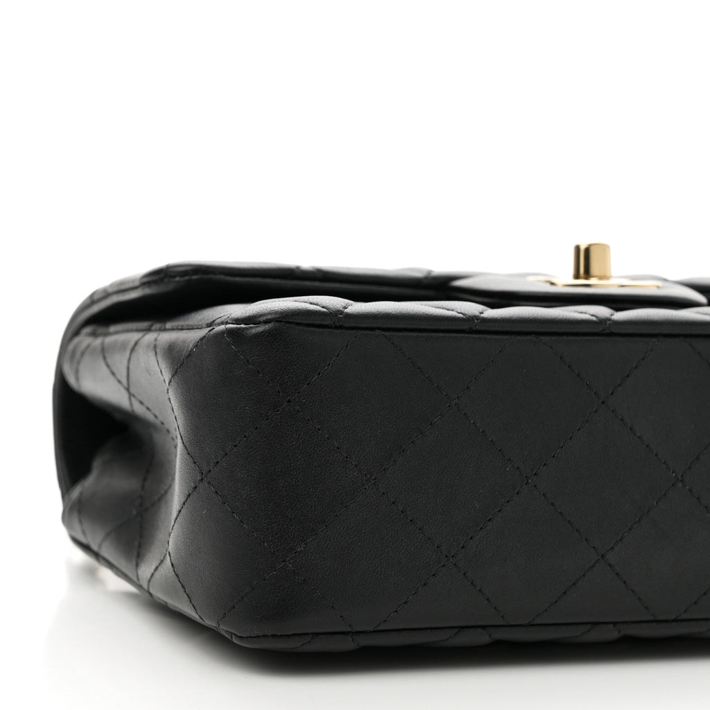 Lambskin Quilted Mini Rectangular Flap Black
