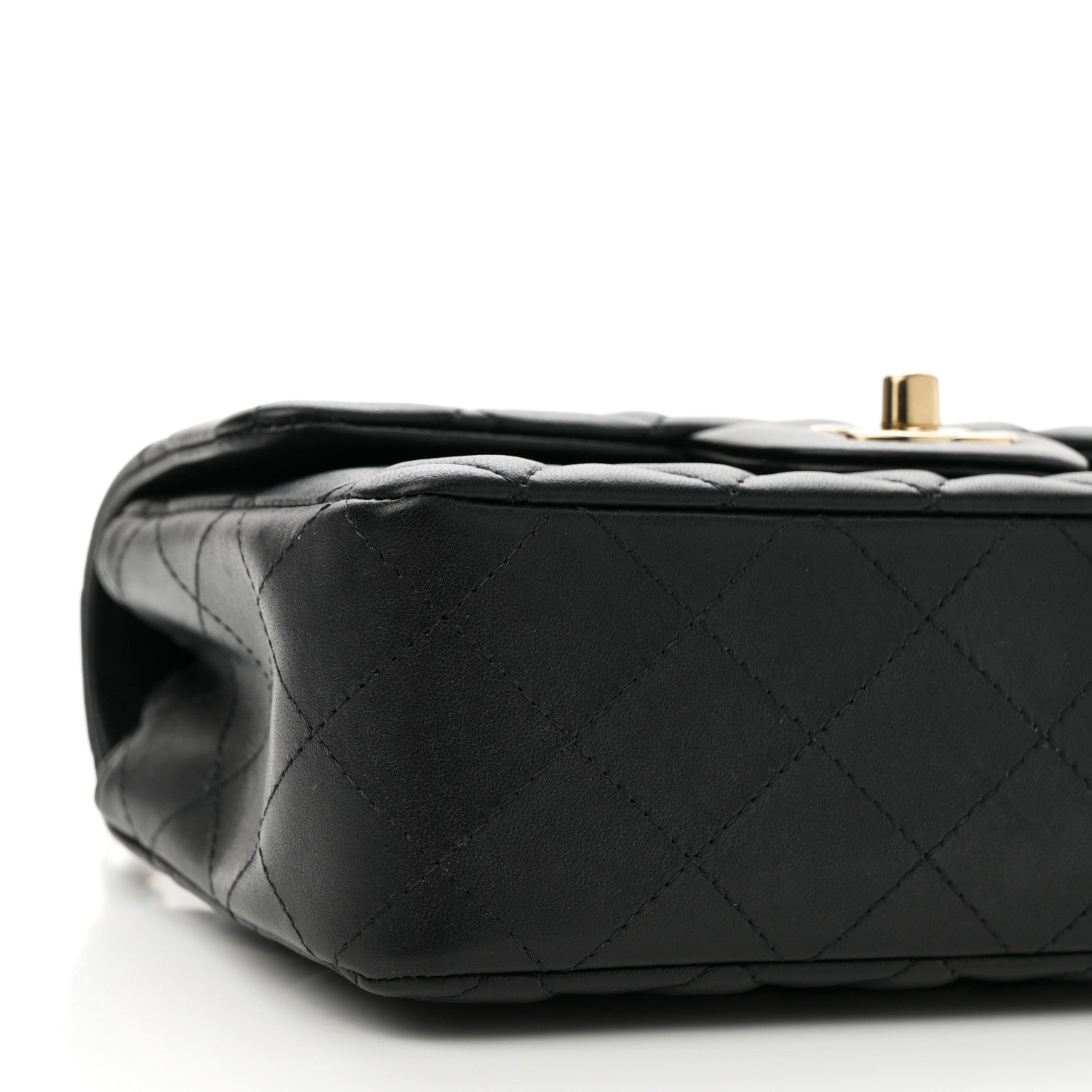 Lambskin Quilted Mini Rectangular Flap Black