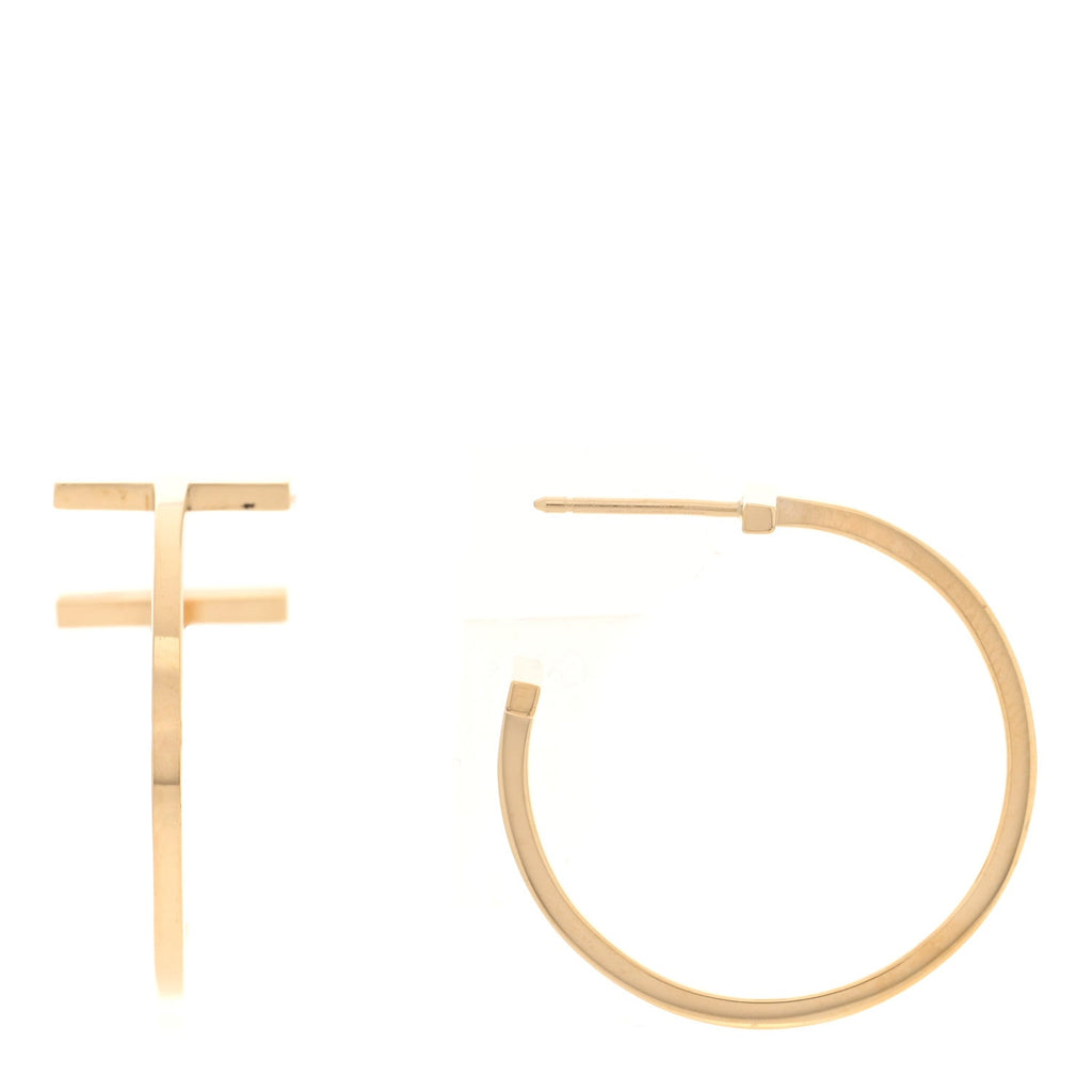18K Yellow Gold Medium T Wire Hoop Earrings
