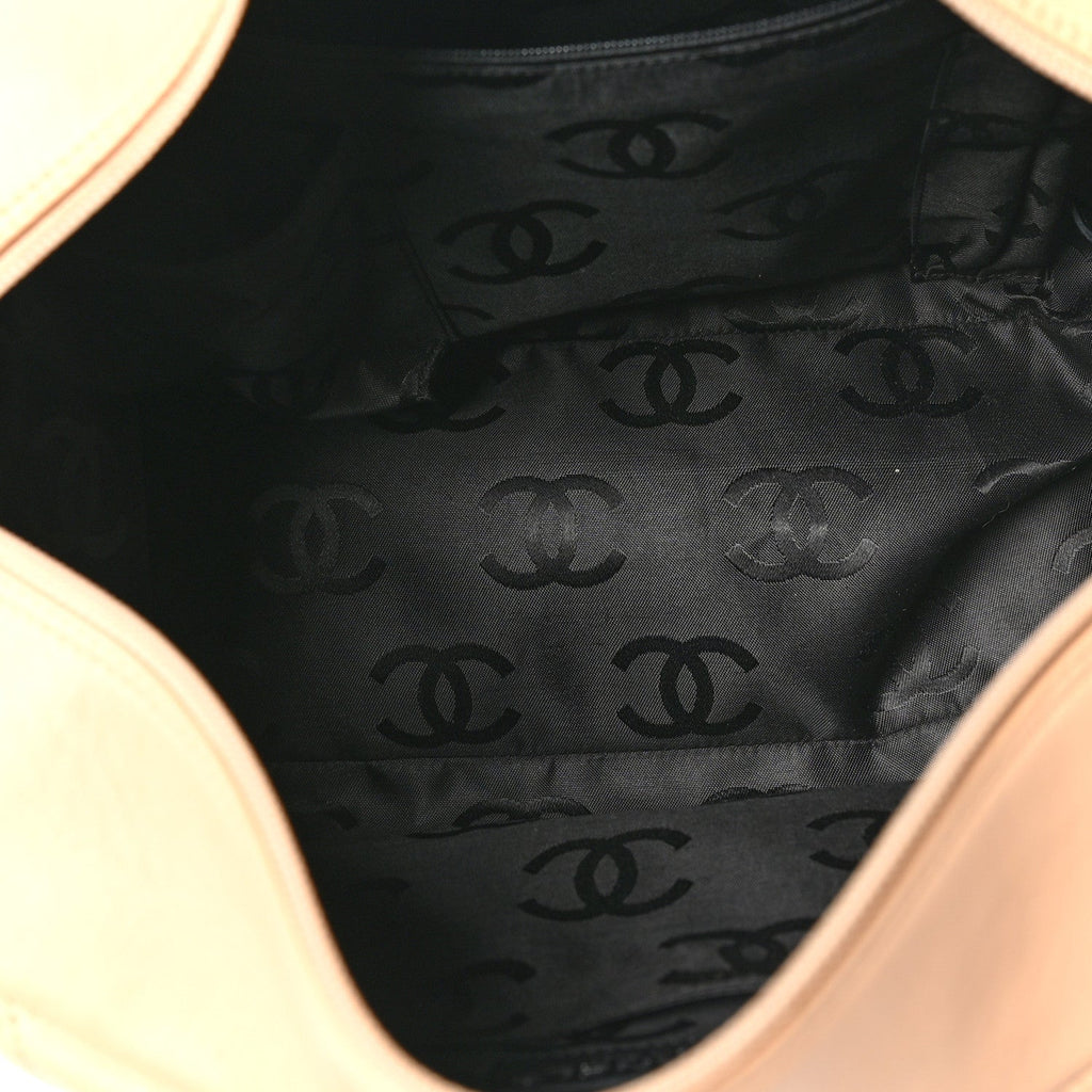 Calfskin Quilted Large Cambon Multipocket Reporter Beige Black