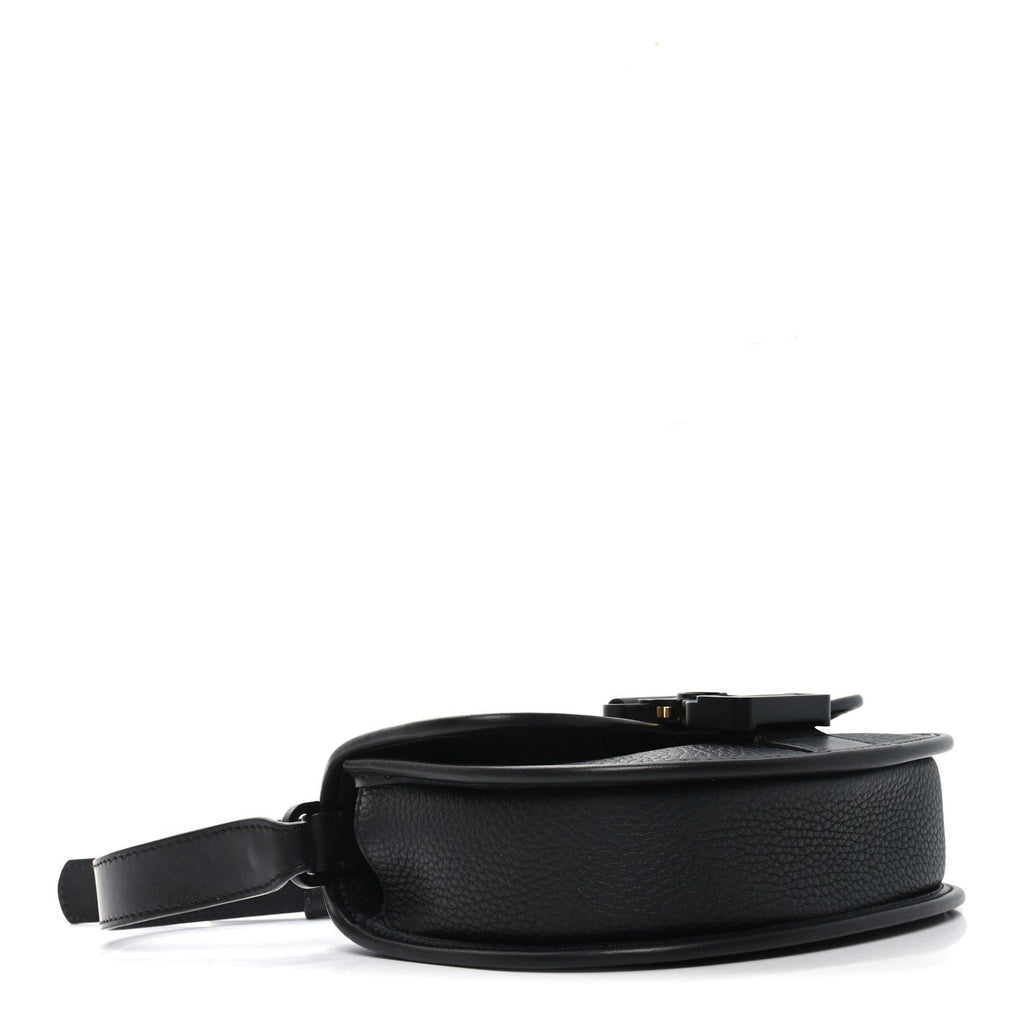 Grained Calfskin Mini Gallop Bag With Strap Black