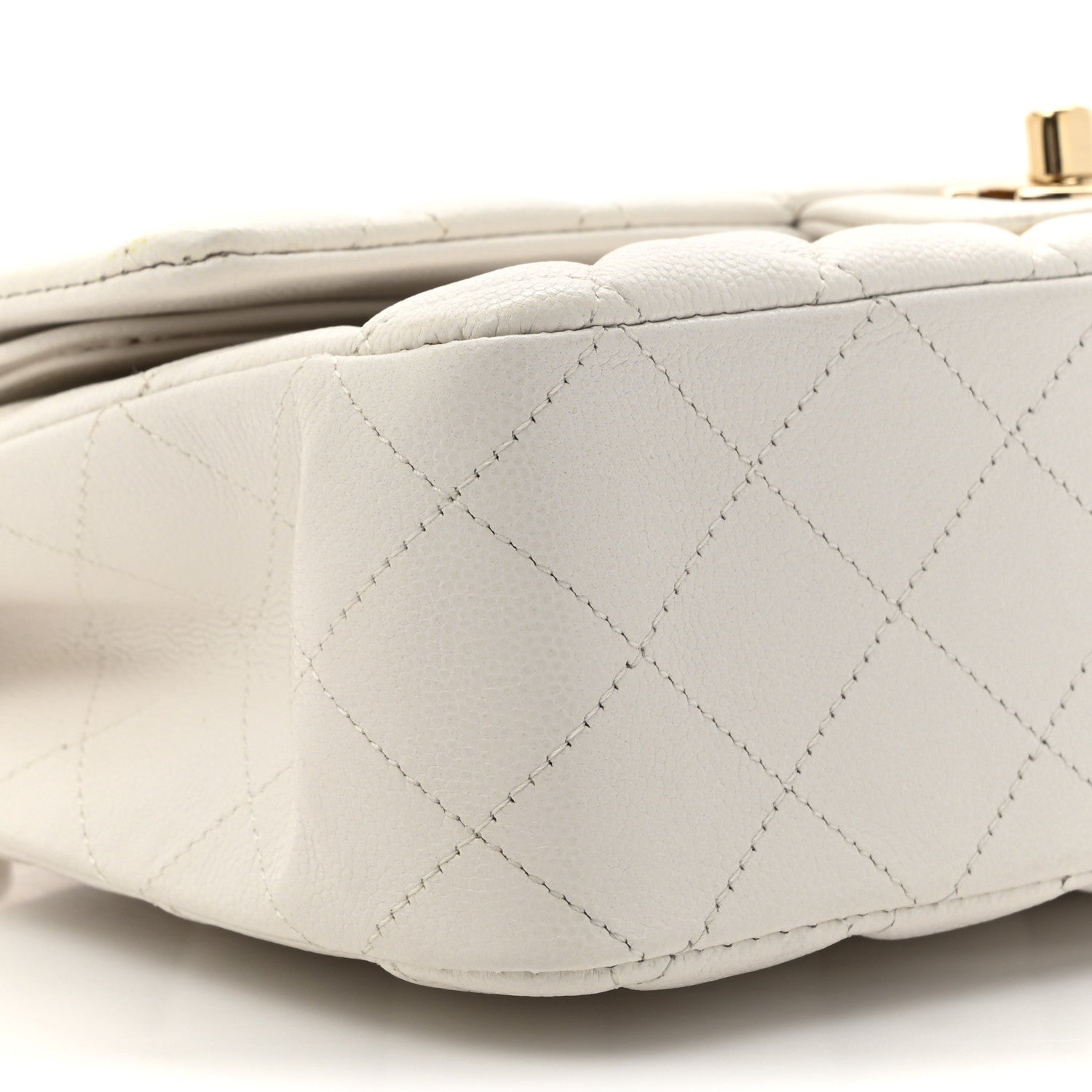Caviar Quilted Medium Double Flap White