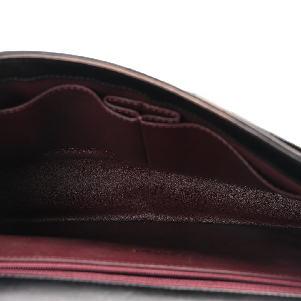 Iridescent Lambskin Surpique Chevron Medium Flap Black