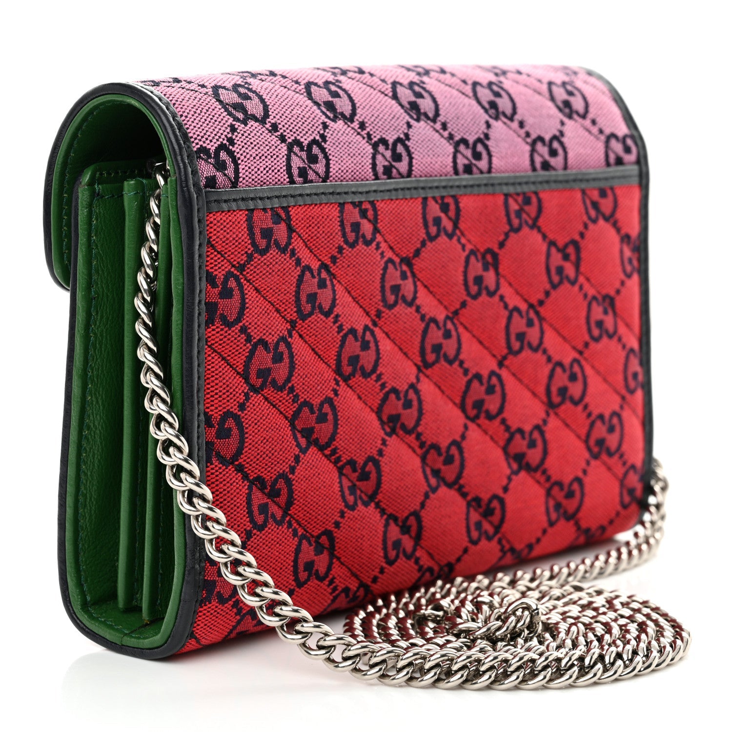 Monogram Multicolor Matelasse Diagonal GG Marmont Chain Wallet Red Blue Pink Green
