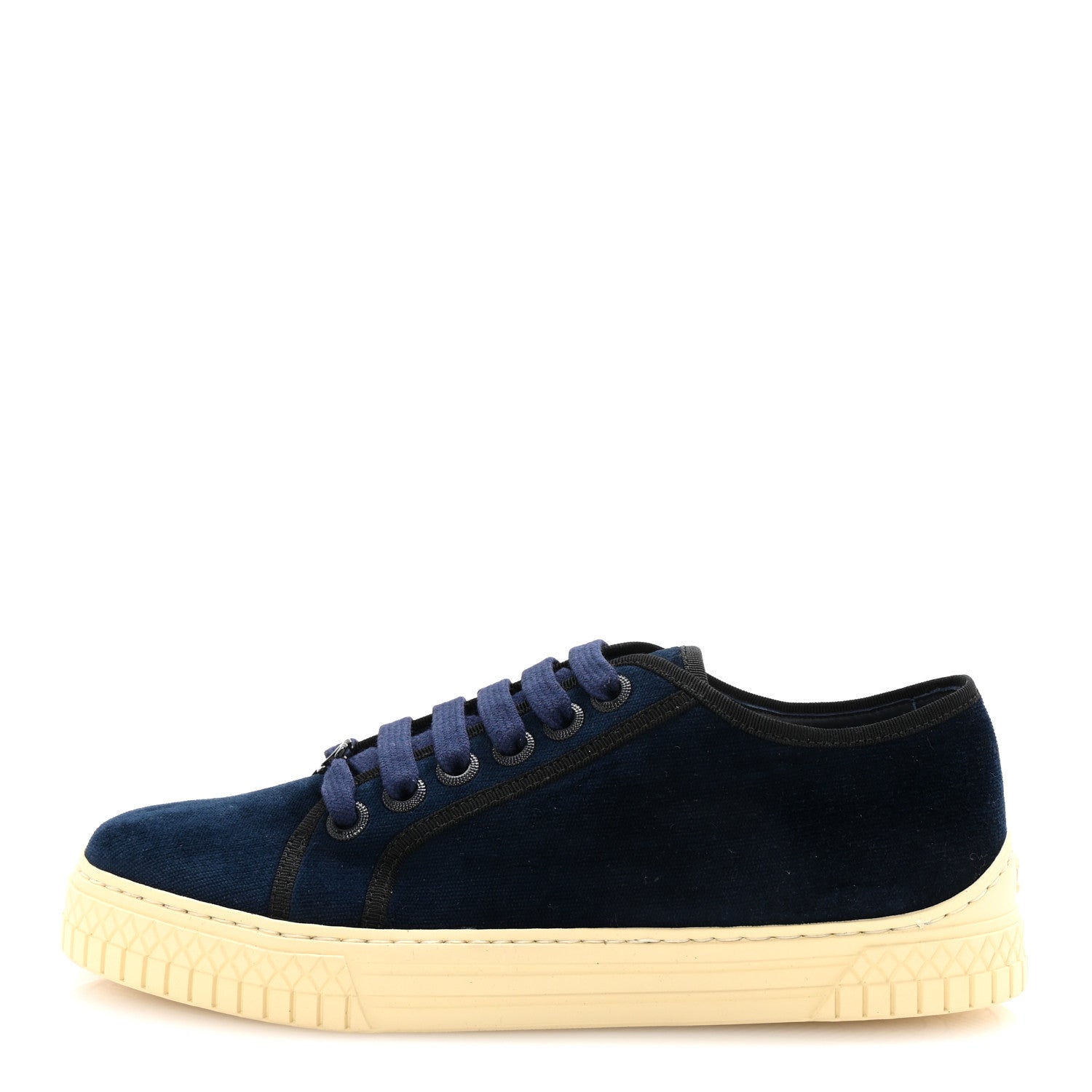 Crepe Suede Lace Up Sneakers 35.5 Navy