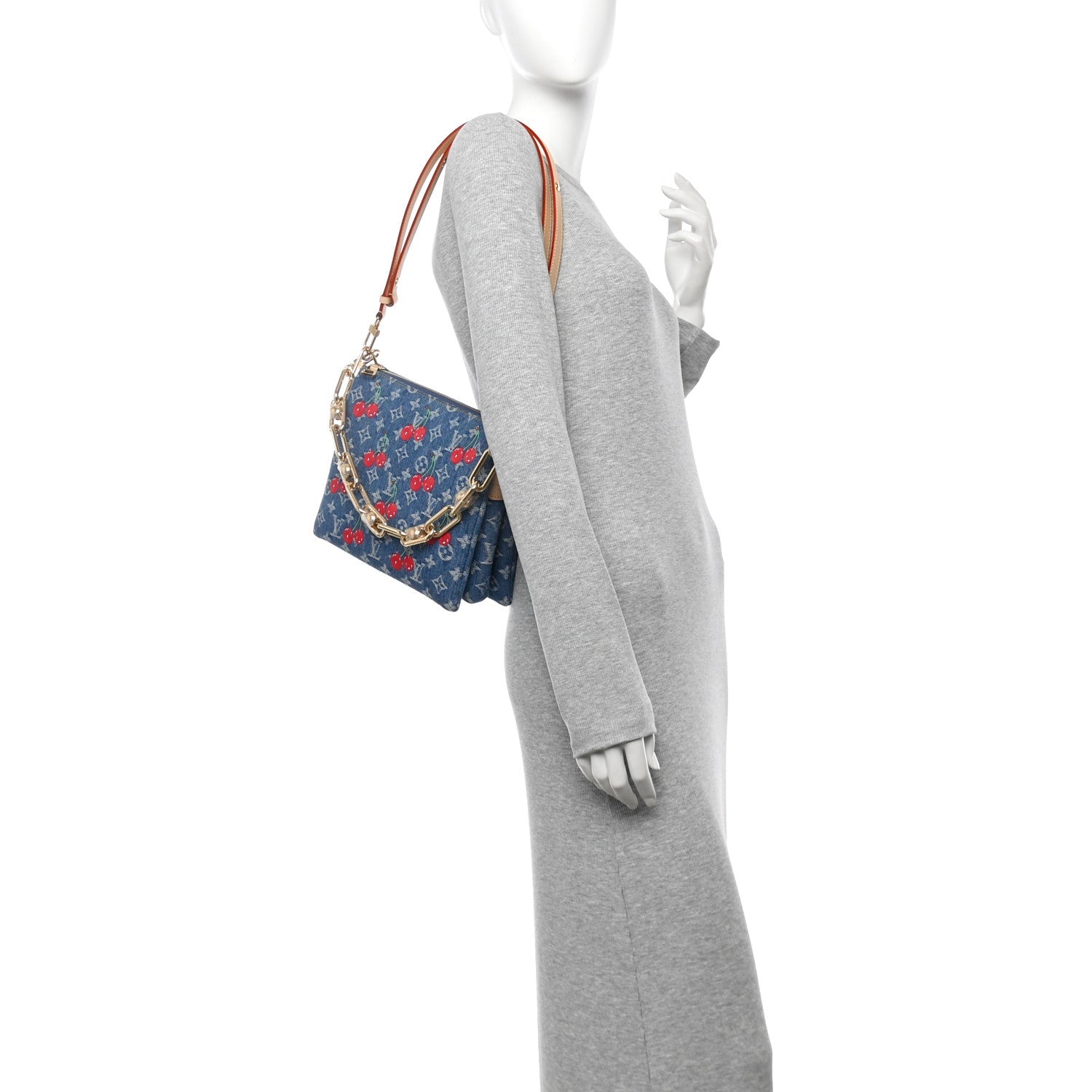 LV X TM Monogram Denim Cerises Coussin PM Blue