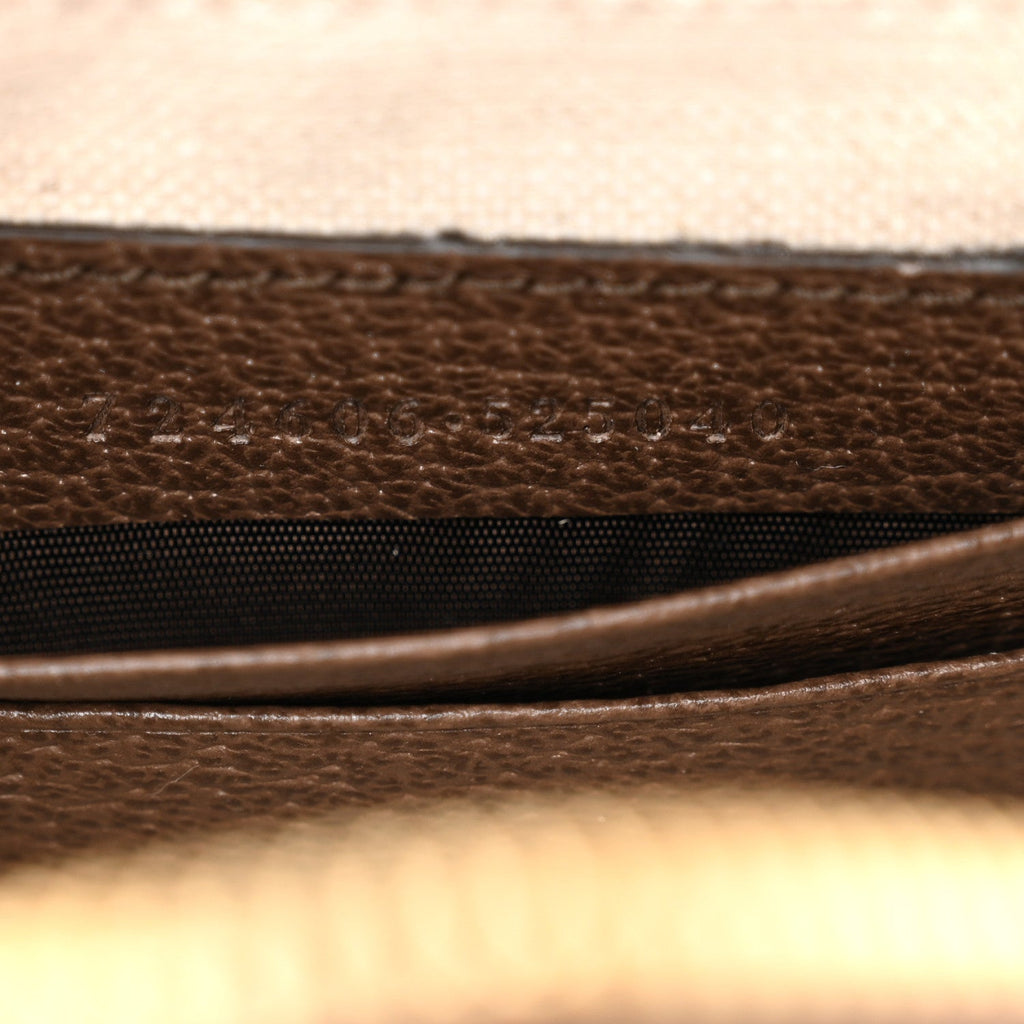 GG Supreme Monogram Textured Dollar Calfskin Web Mini Ophidia Top Handle Bowler Bag Beige Ebony New Acero