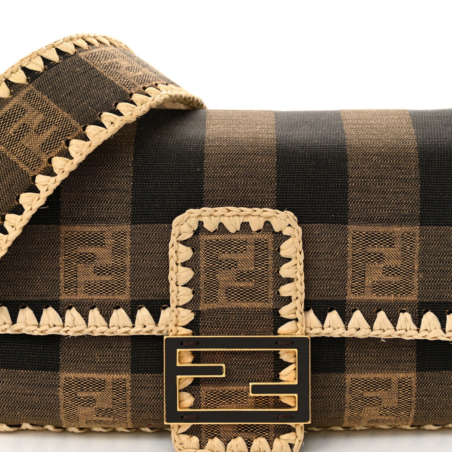 Fabric Jacquard Raffia Straw Pequin Gingham Woven Baguette Beige Black Natural