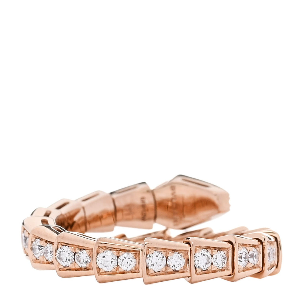 18K Rose Gold Diamond Serpenti Viper Pave Ring M