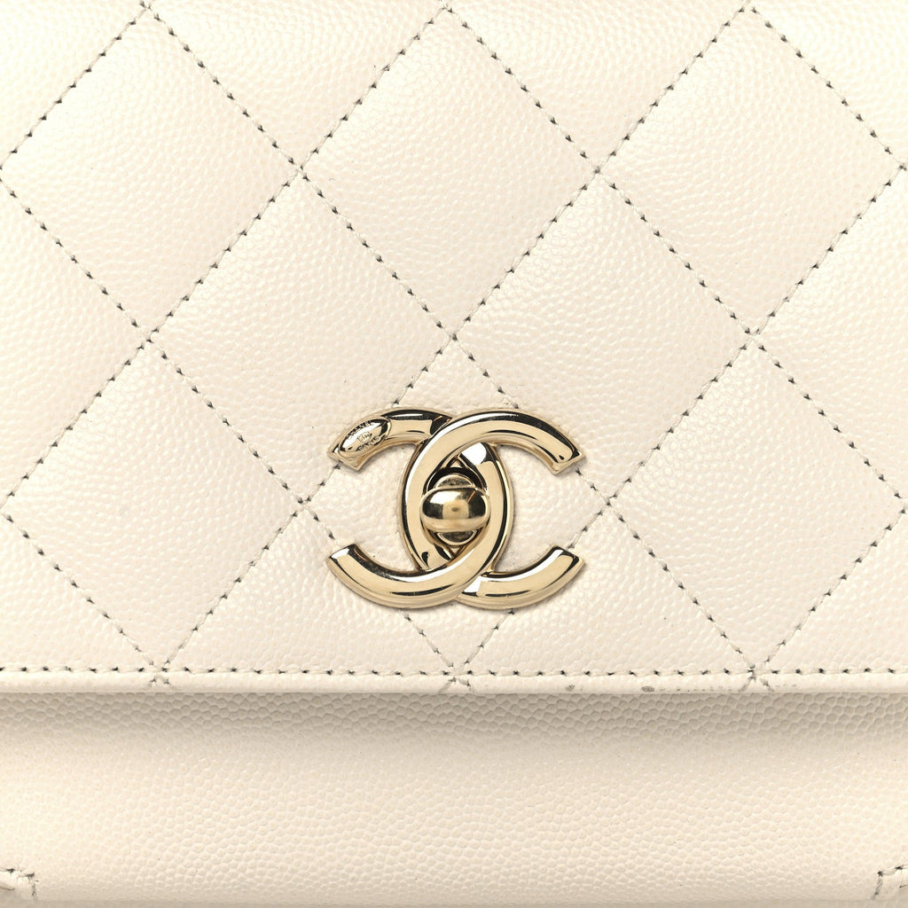 Caviar Quilted Small Business Affinity Flap White