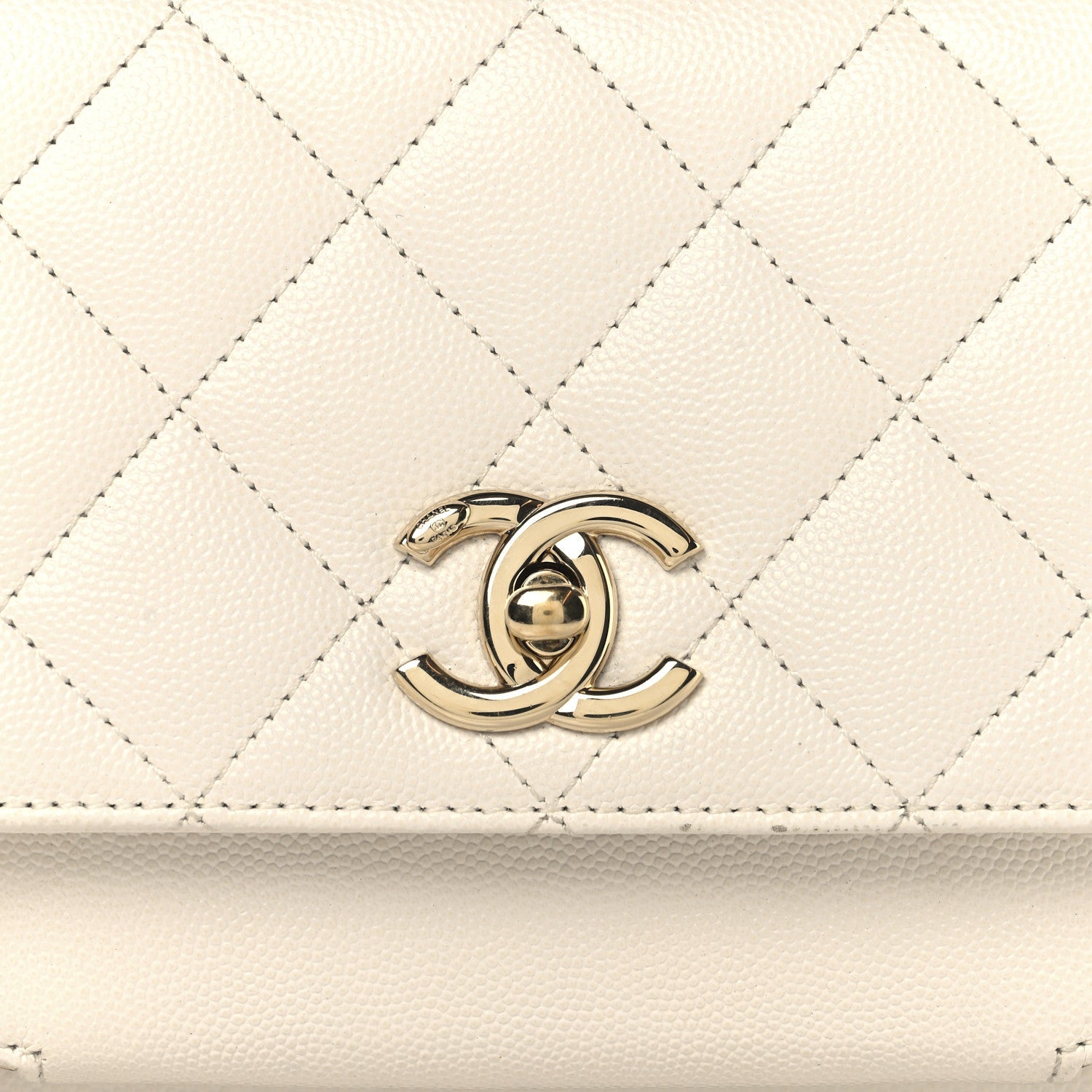 Caviar Quilted Small Business Affinity Flap White
