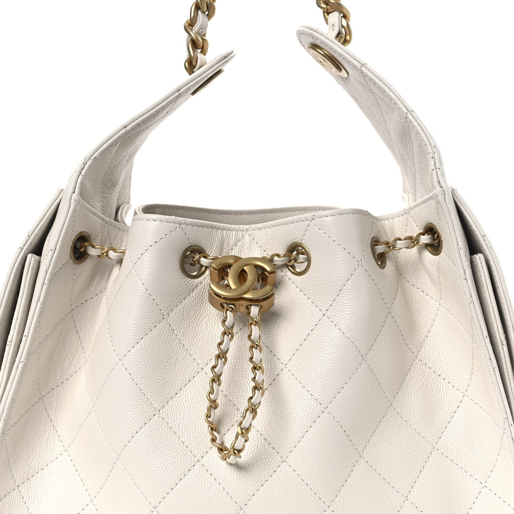 Caviar Quilted Small Chanel 25 Handbag White