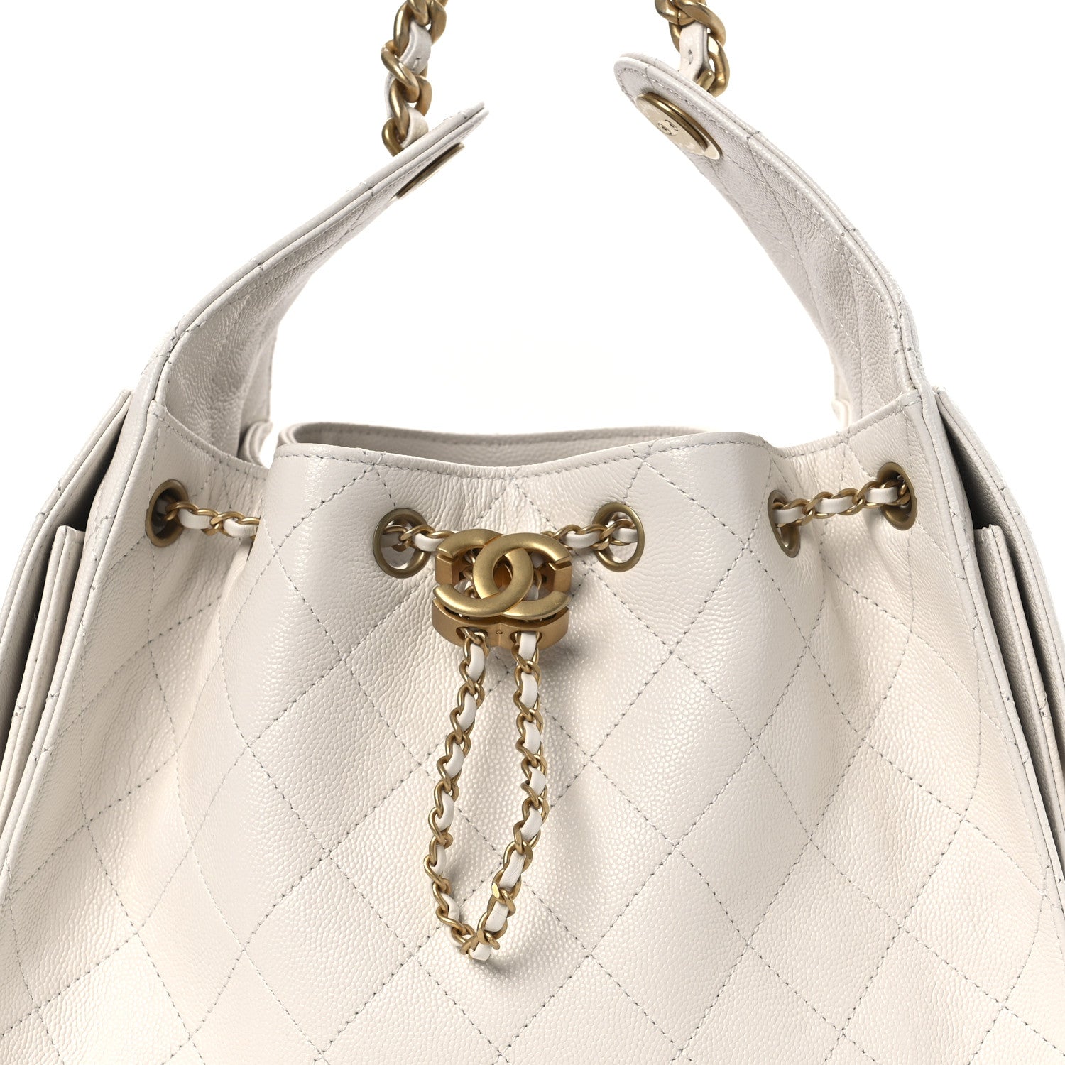 Caviar Quilted Small Chanel 25 Handbag White