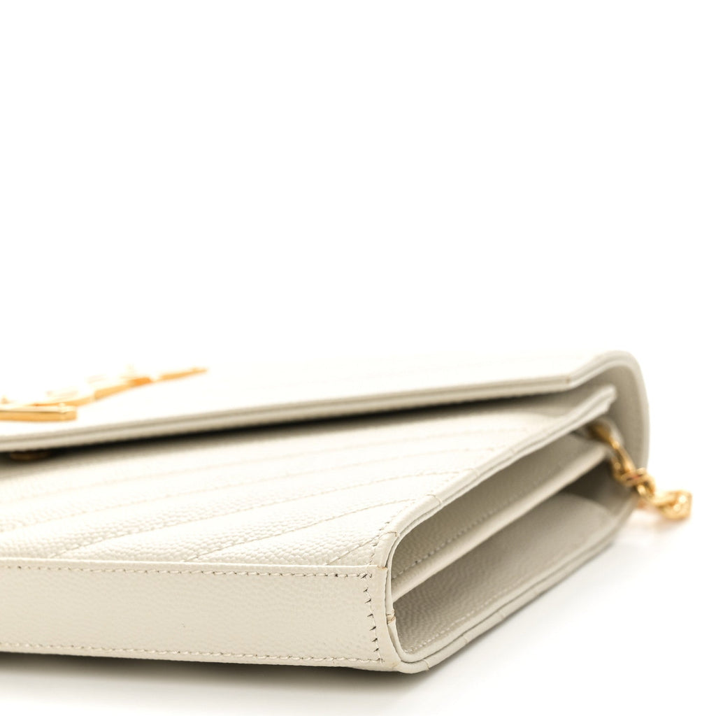 Grain De Poudre Matelasse Chevron Monogram Chain Wallet Crema Soft