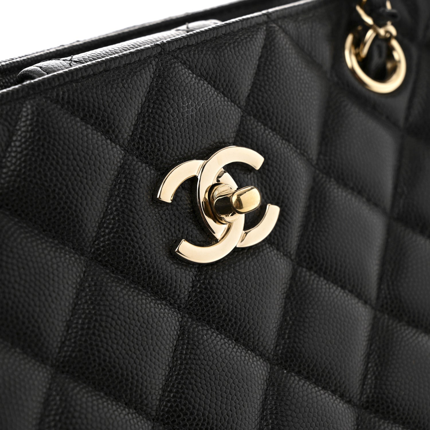 Caviar Quilted Large Shopping Tote Black