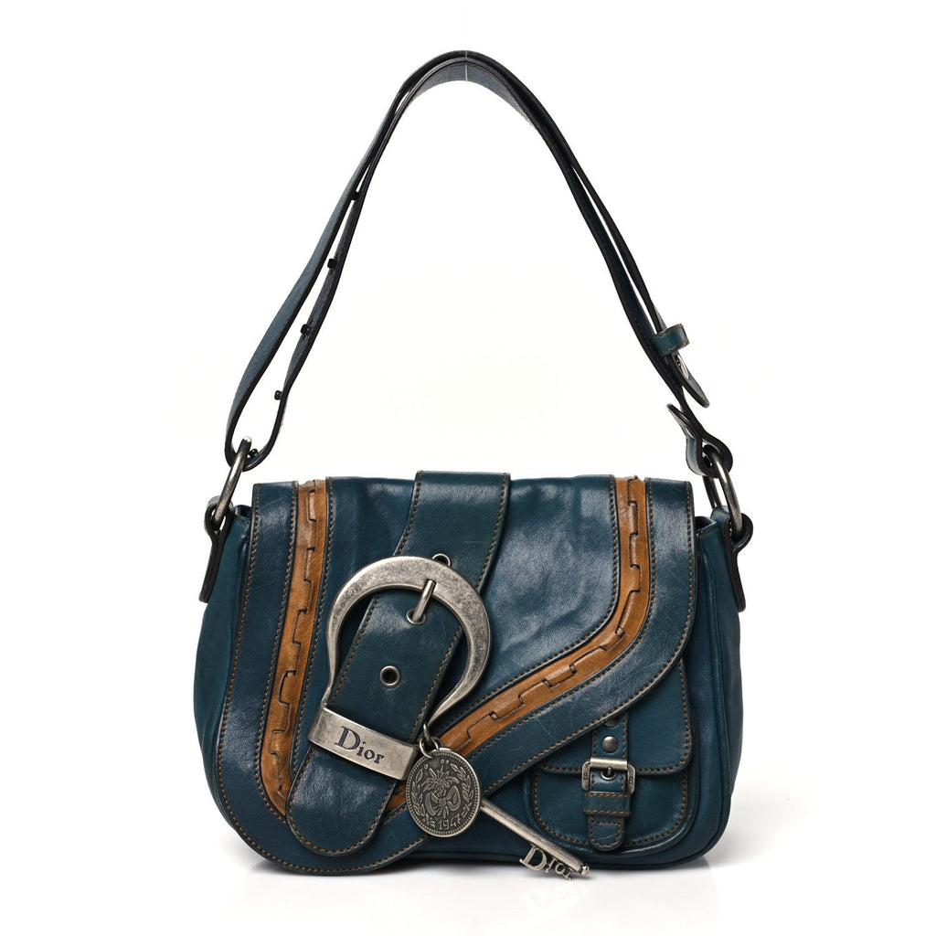 Calfskin Mini Gaucho Crossbody Bag Blue