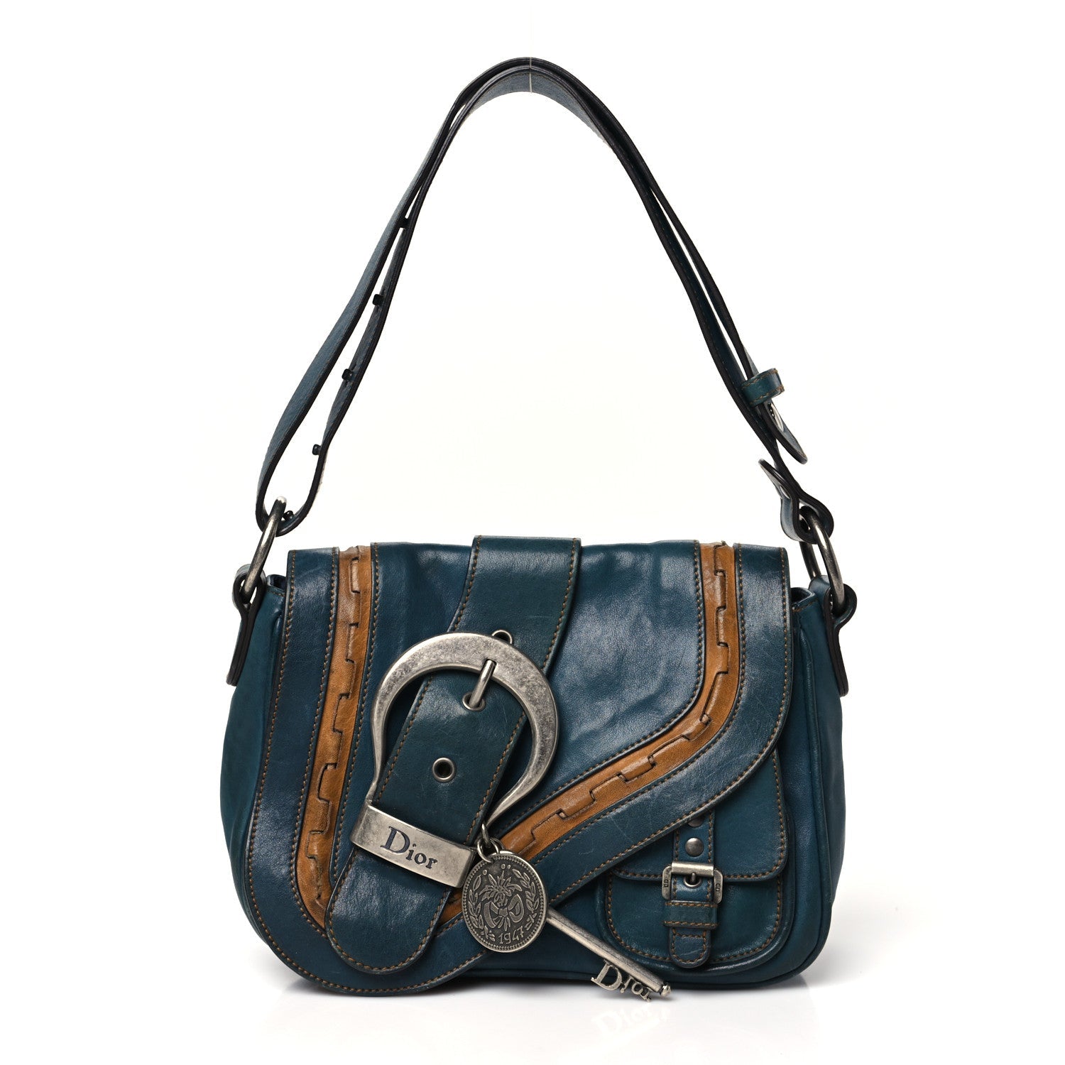 Calfskin Mini Gaucho Crossbody Bag Blue