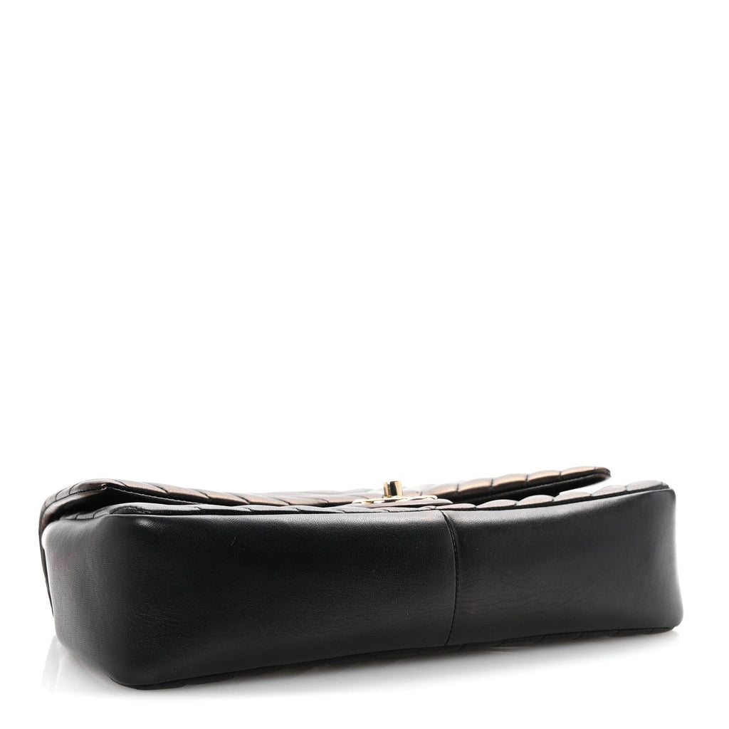 Iridescent Lambskin Surpique Chevron Medium Flap Black