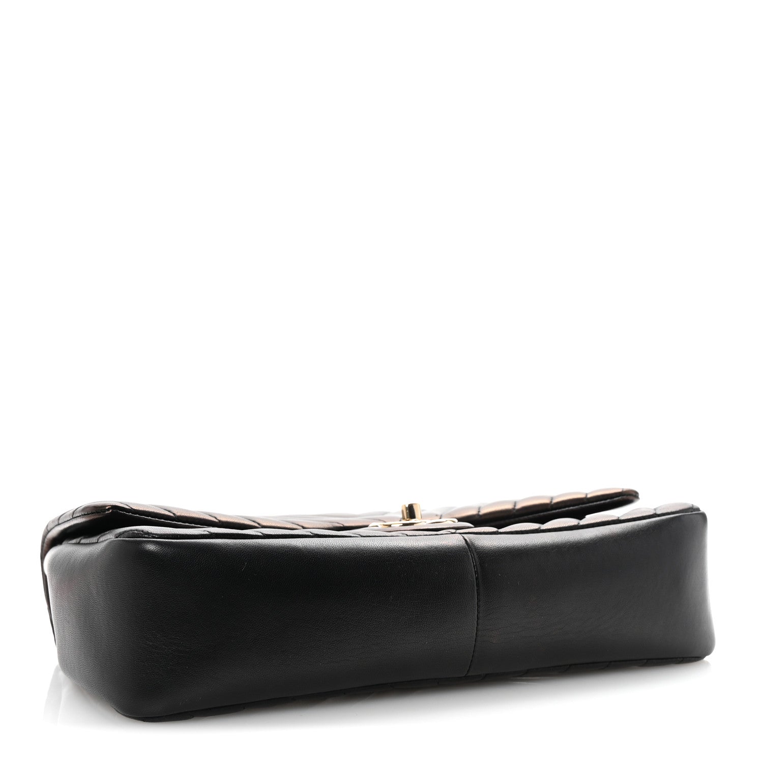 Iridescent Lambskin Surpique Chevron Medium Flap Black