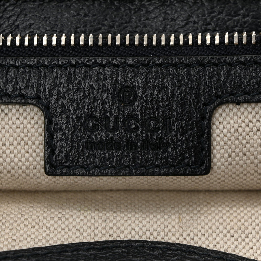 GG Supreme Monogram Textured Calfskin Web Medium Ophidia Shopping Tote Beige Blue