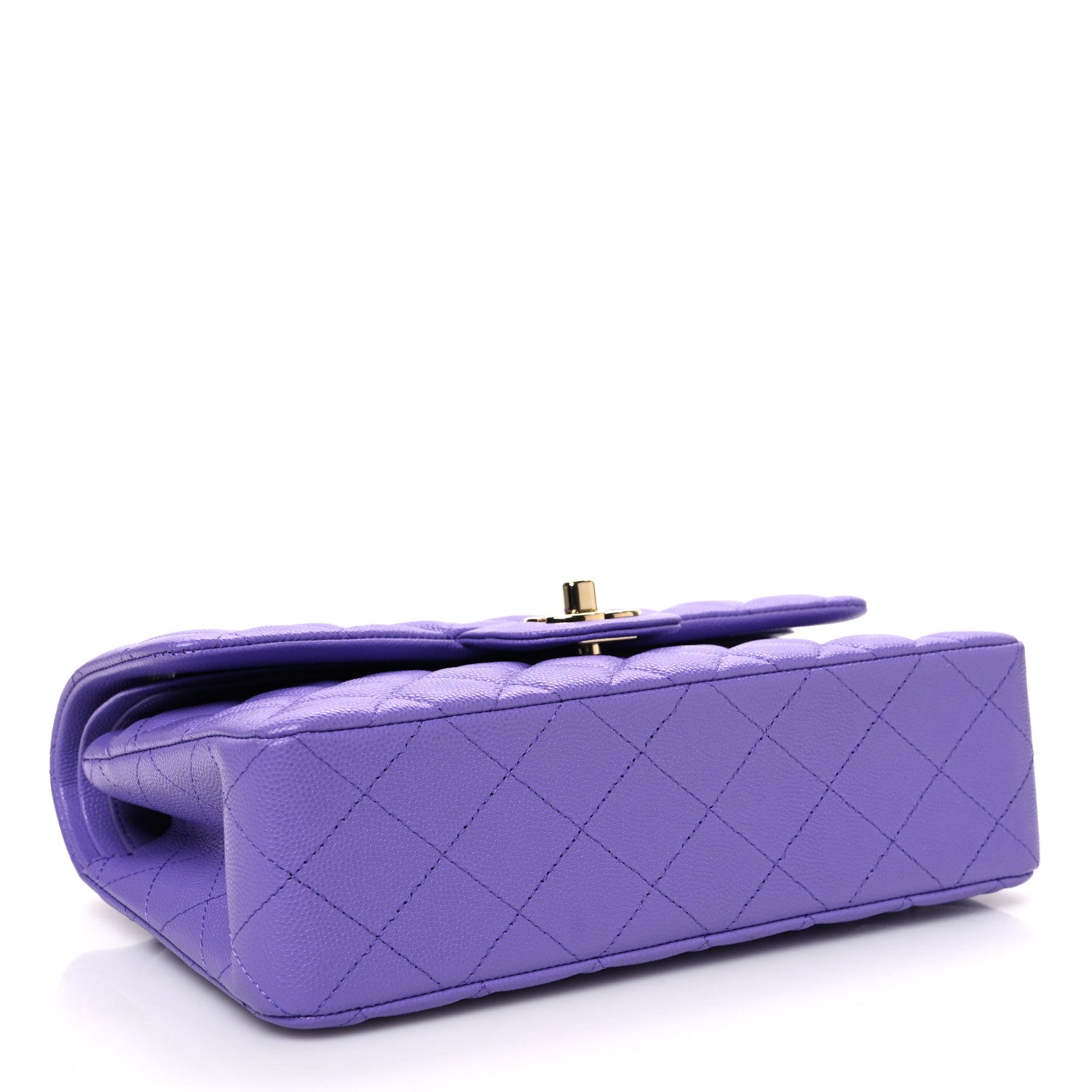 Caviar Quilted Small Double Flap Purple