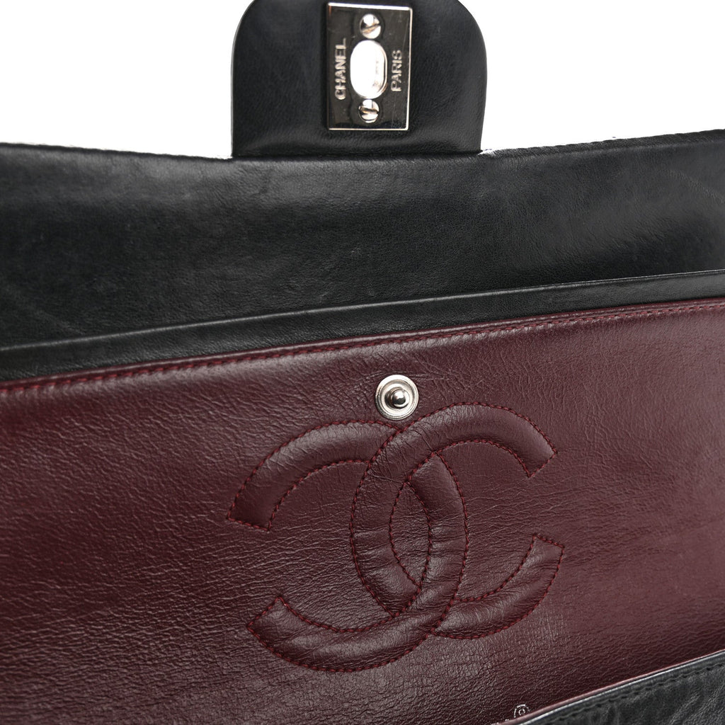 Lambskin Quilted Medium Double Flap Black