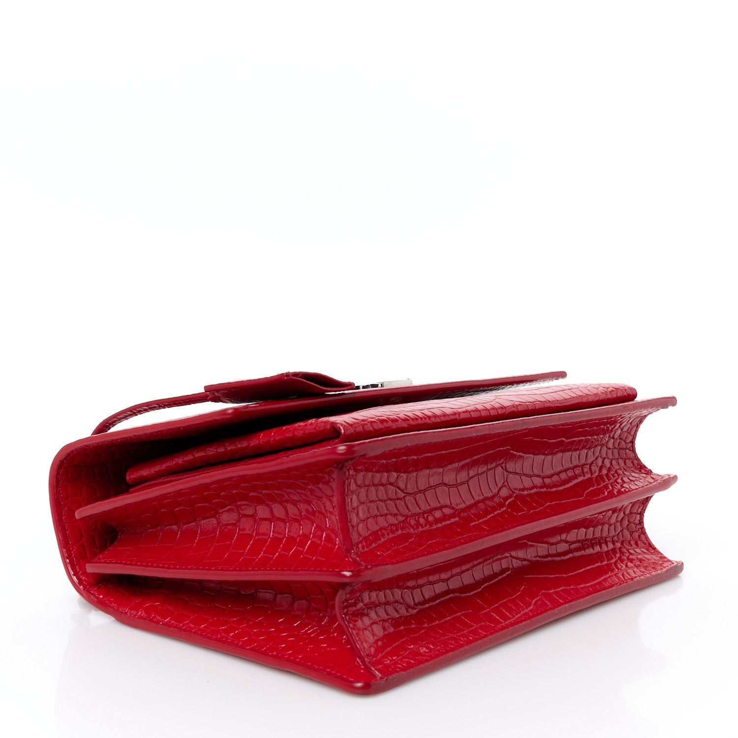 Calfskin Crocodile Embossed Medium Monogram Sunset Rouge Eros