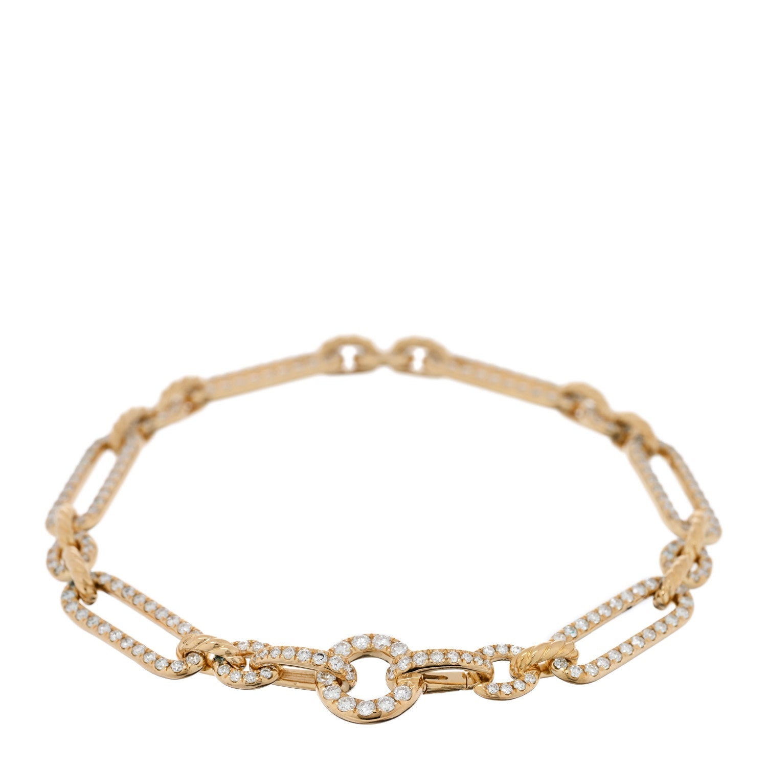 18K Yellow Gold Diamond 6.5mm Lexington Chain Bracelet