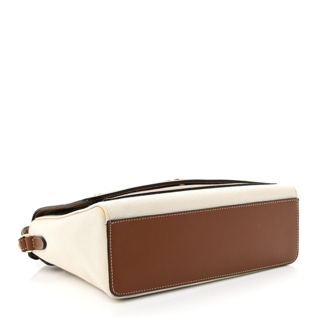 Canvas Horseferry Print Note Crossbody Bag Natural Tan