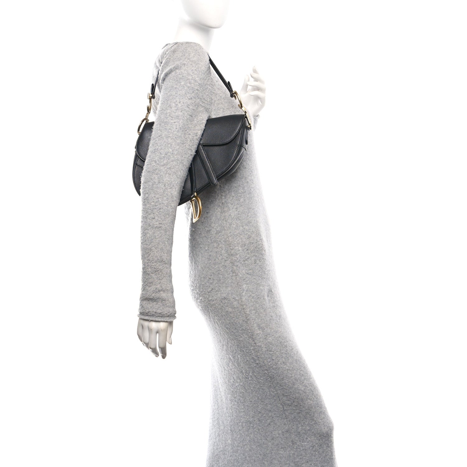 Grained Calfskin Saddle Bag Black