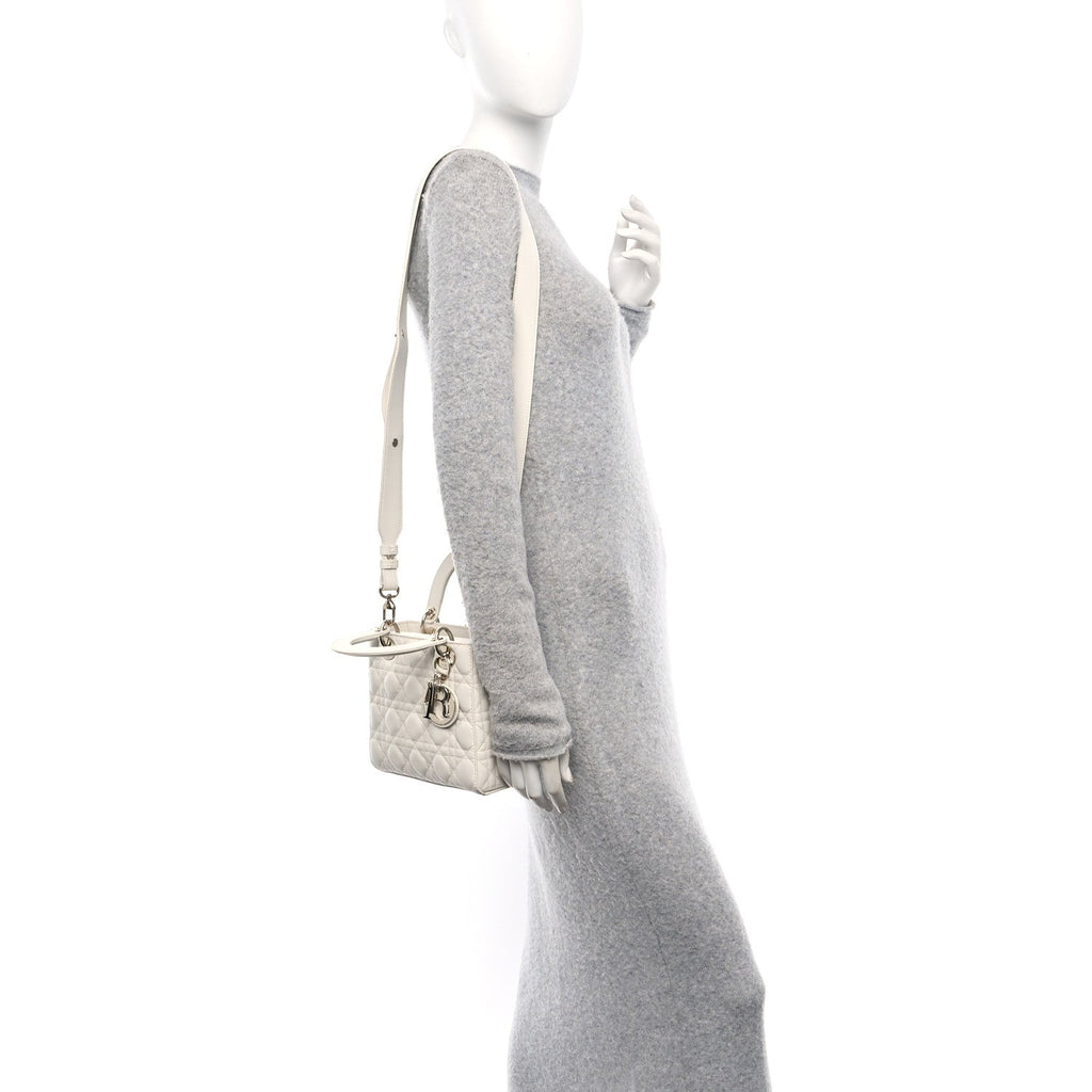 Lambskin Cannage Small Lady Dior White
