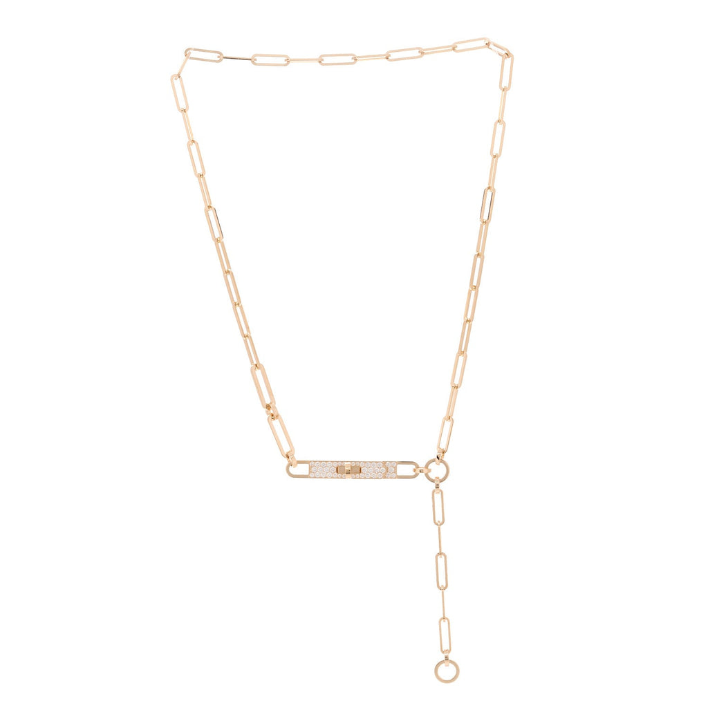 18K Rose Gold Diamond Pave PM Kelly Chaine Lariat Necklace ST