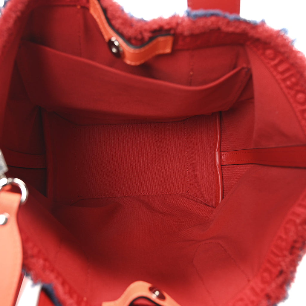 Denim Printed Mini Frangibus Tote Blue Multicolor