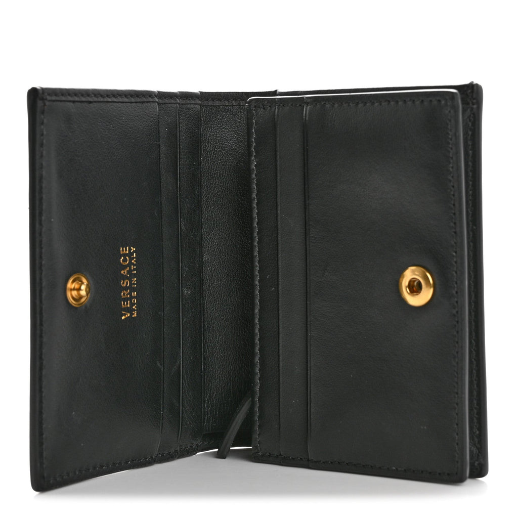 Calfskin Medusa Barocco Rodeo Print Card Holder Wallet Black Multicolor