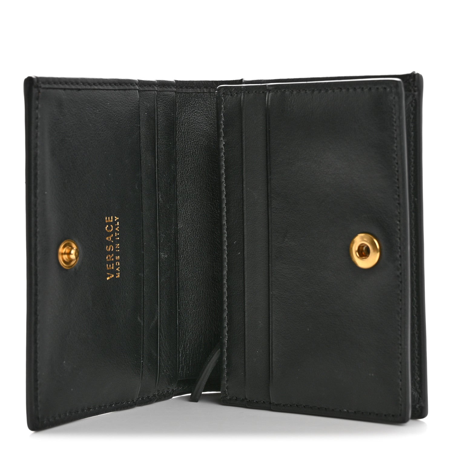 Calfskin Medusa Barocco Rodeo Print Card Holder Wallet Black Multicolor