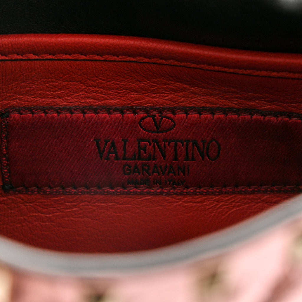 Metallic Wrinkled Lambskin Small Rockstud Spike Shoulder Bag Lipstick