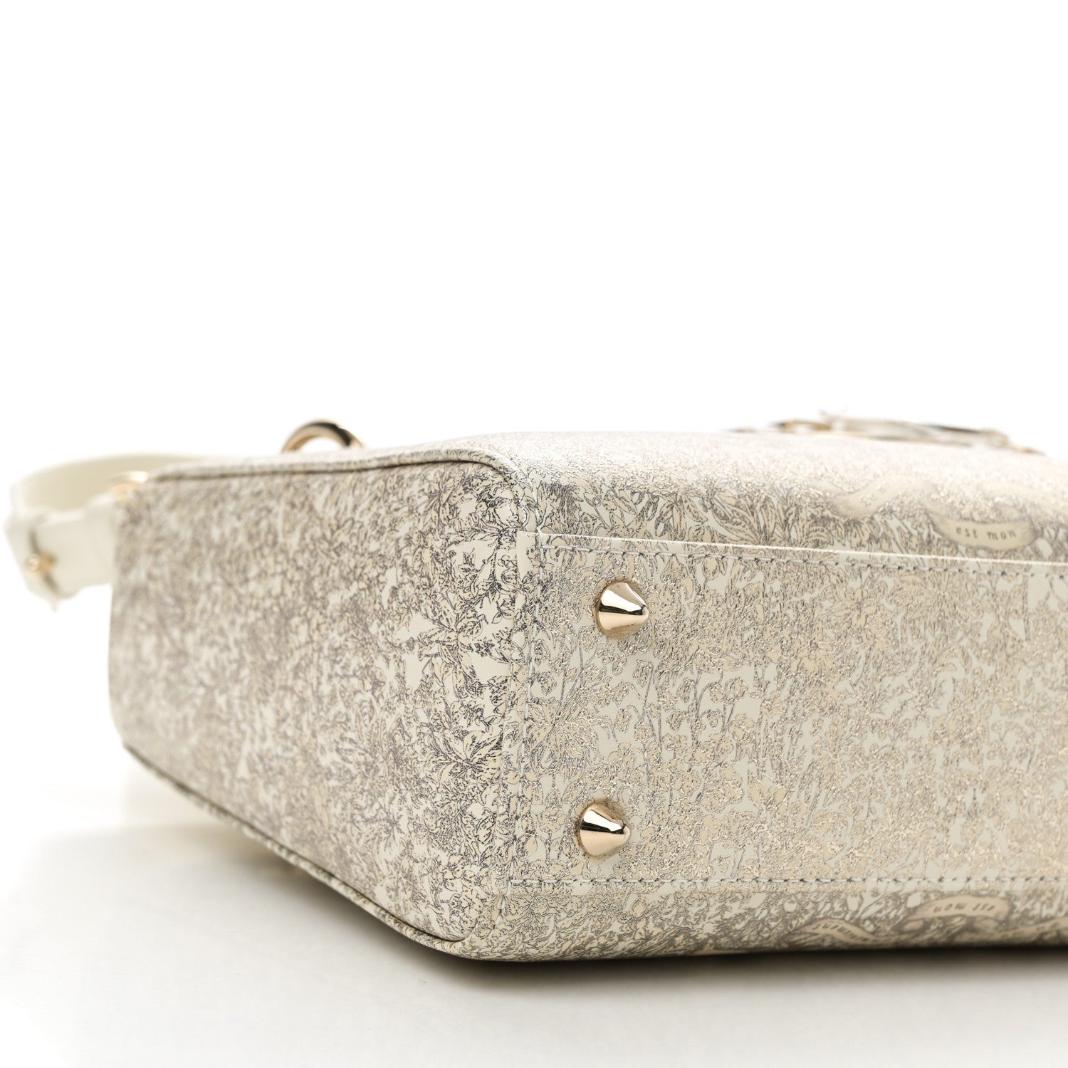 Calfskin Around The World Printed Small My ABCDior Lady Dior White Gold