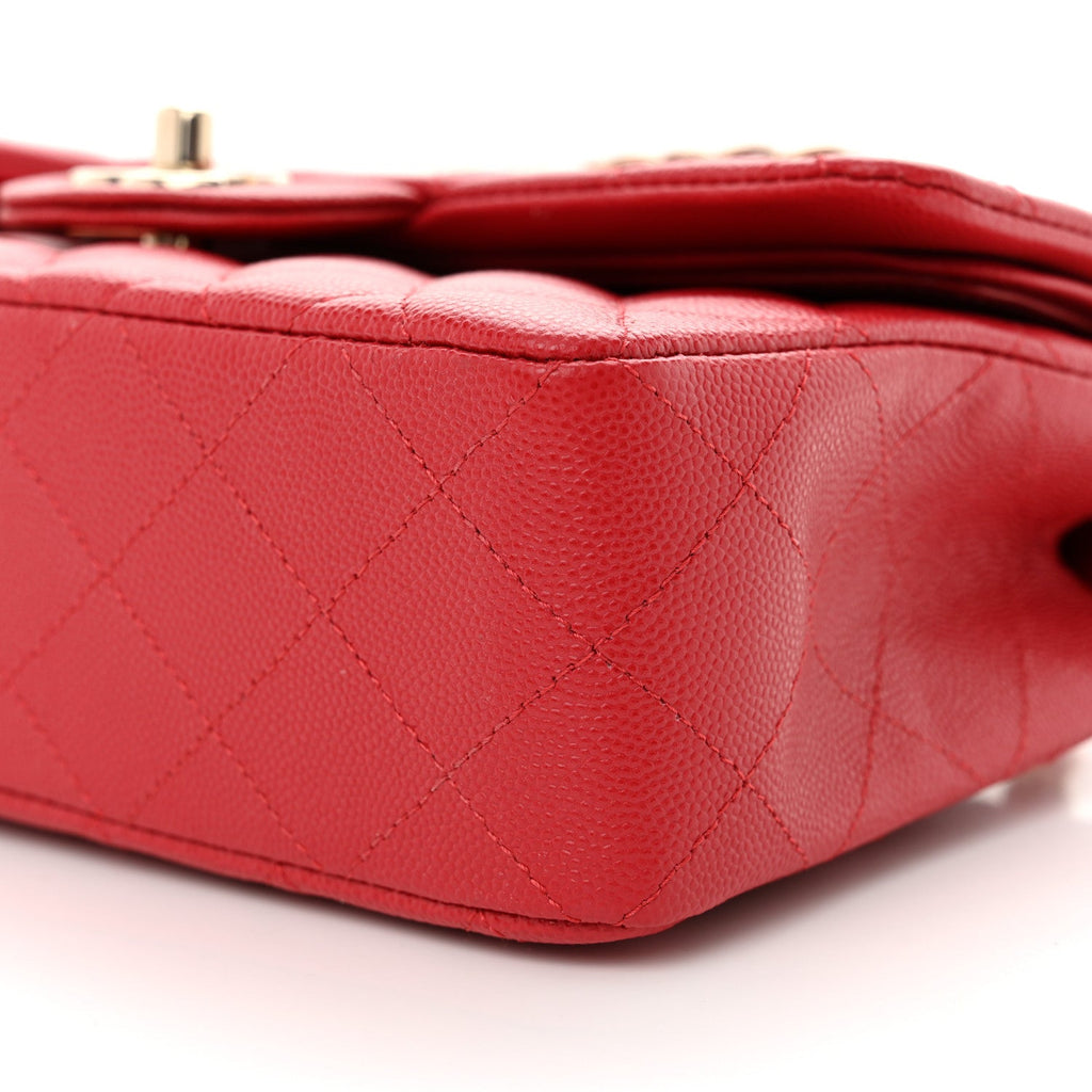 Caviar Quilted Small Double Flap Red