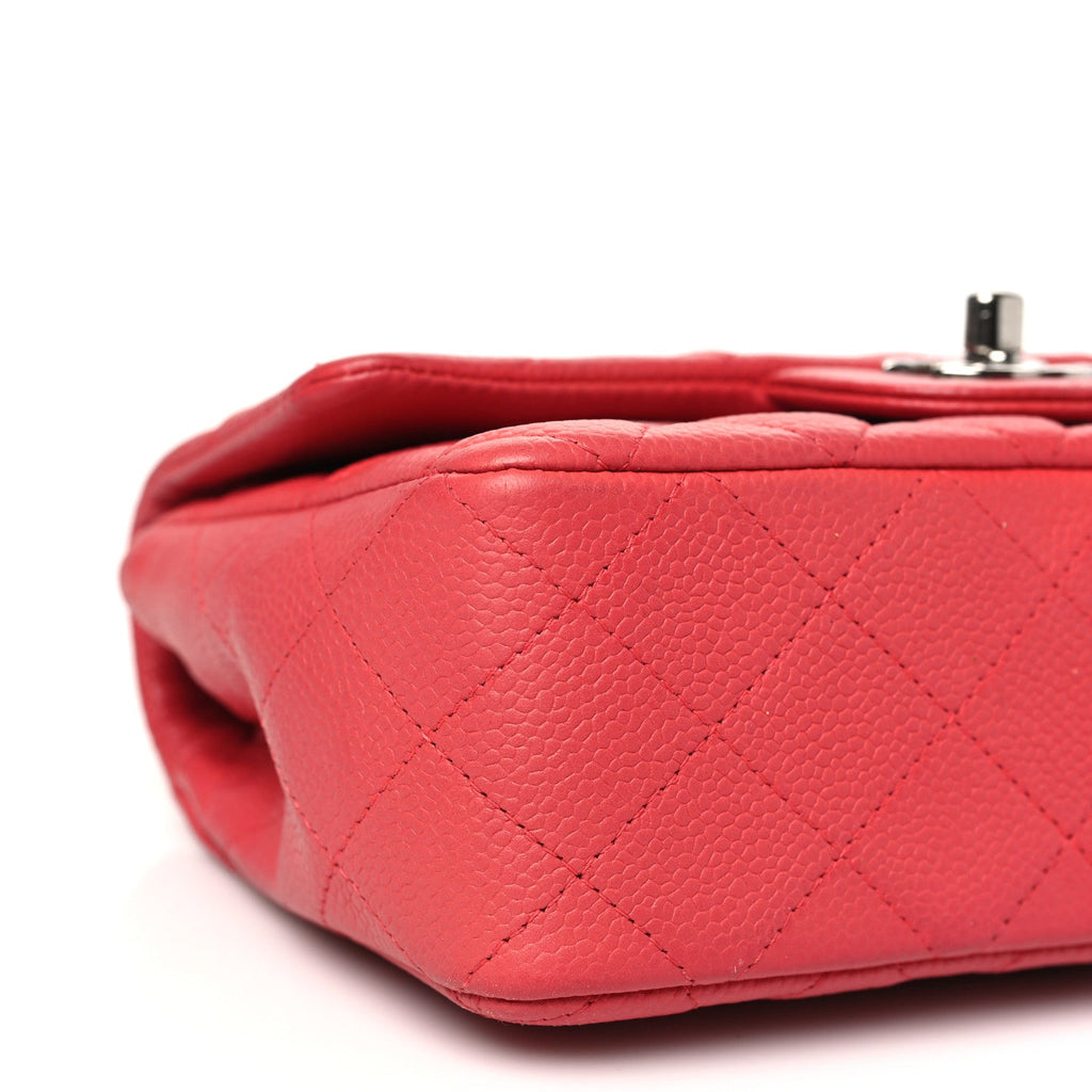 Caviar Quilted Mini Rectangular Flap Dark Pink