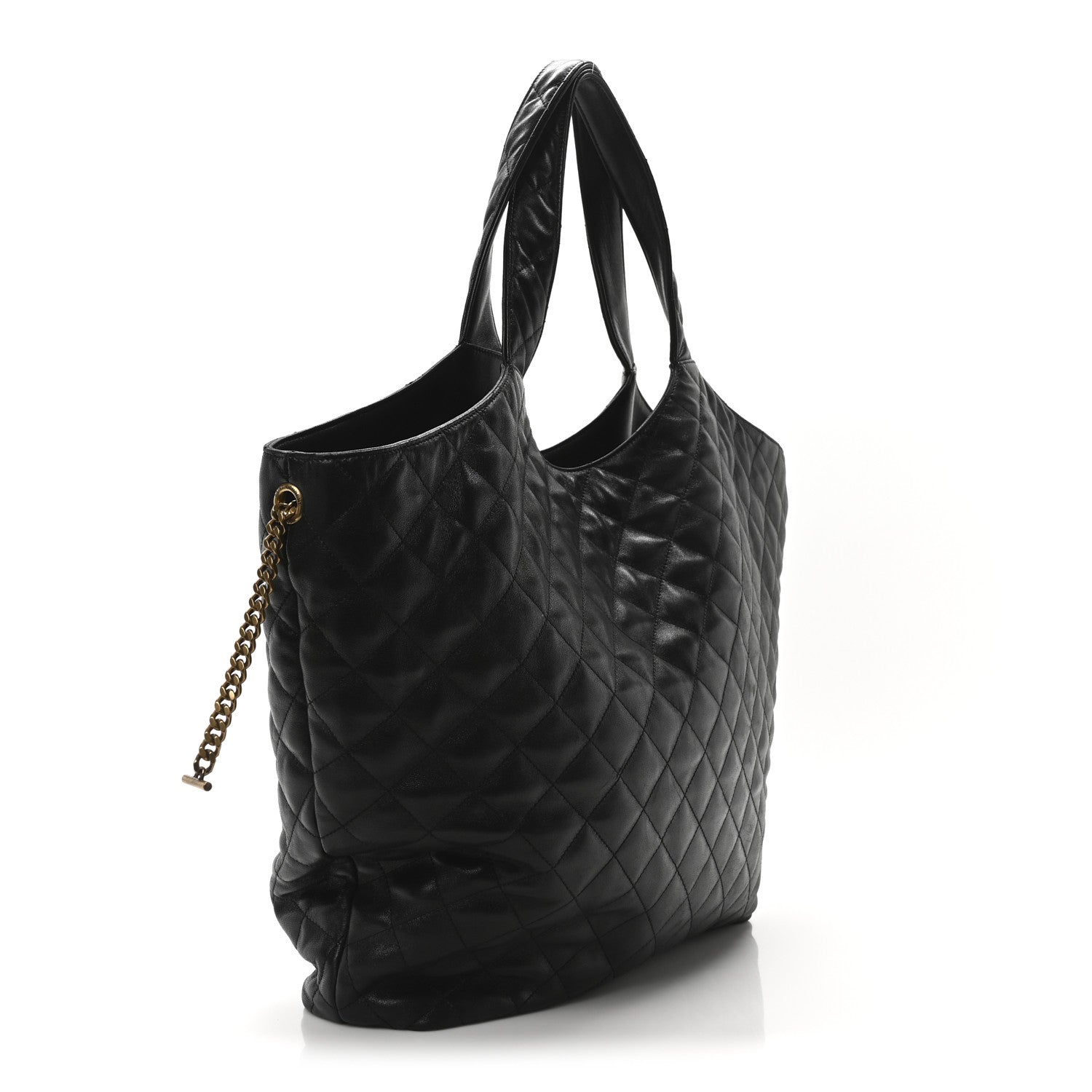 Lambskin Quilted Maxi Icare Shopping Tote Black