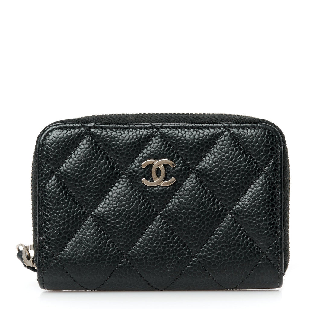 Caviar Quilted Classic Zipped Coin Purse Black