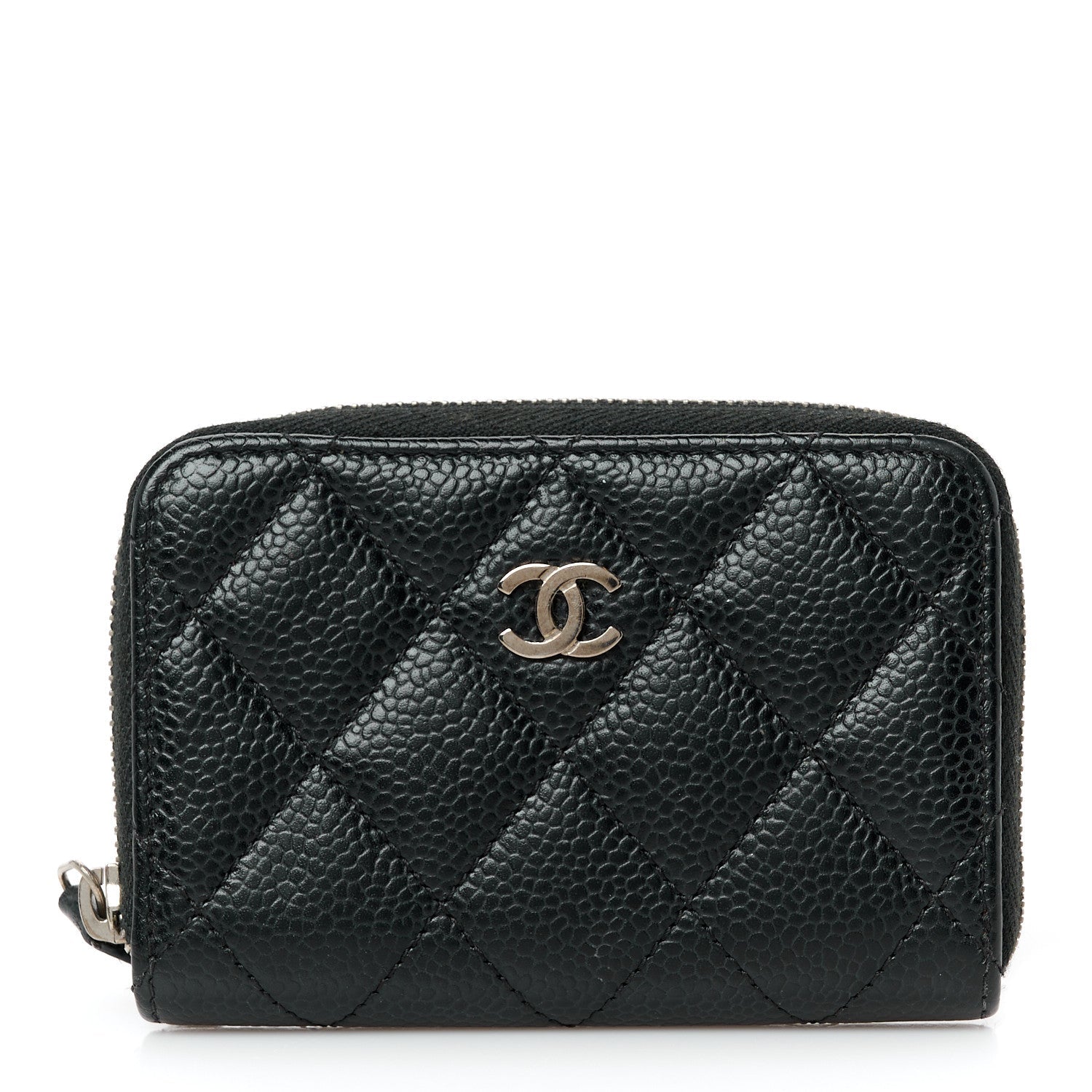 Caviar Quilted Classic Zipped Coin Purse Black