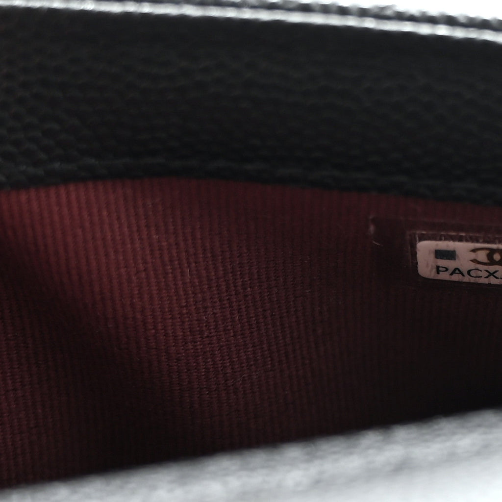 Caviar Quilted Flap Phone Holder With Chain Black