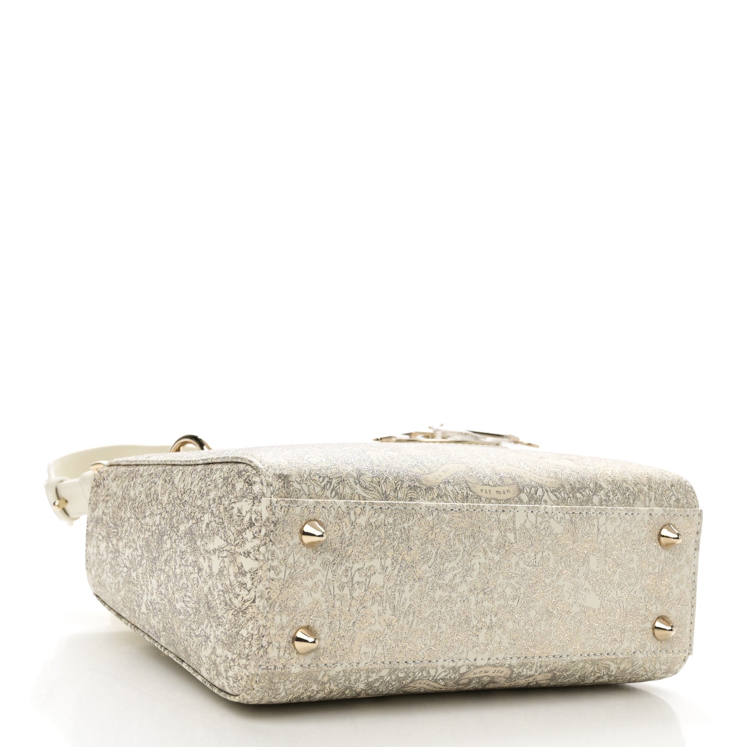 Calfskin Around The World Printed Small My ABCDior Lady Dior White Gold