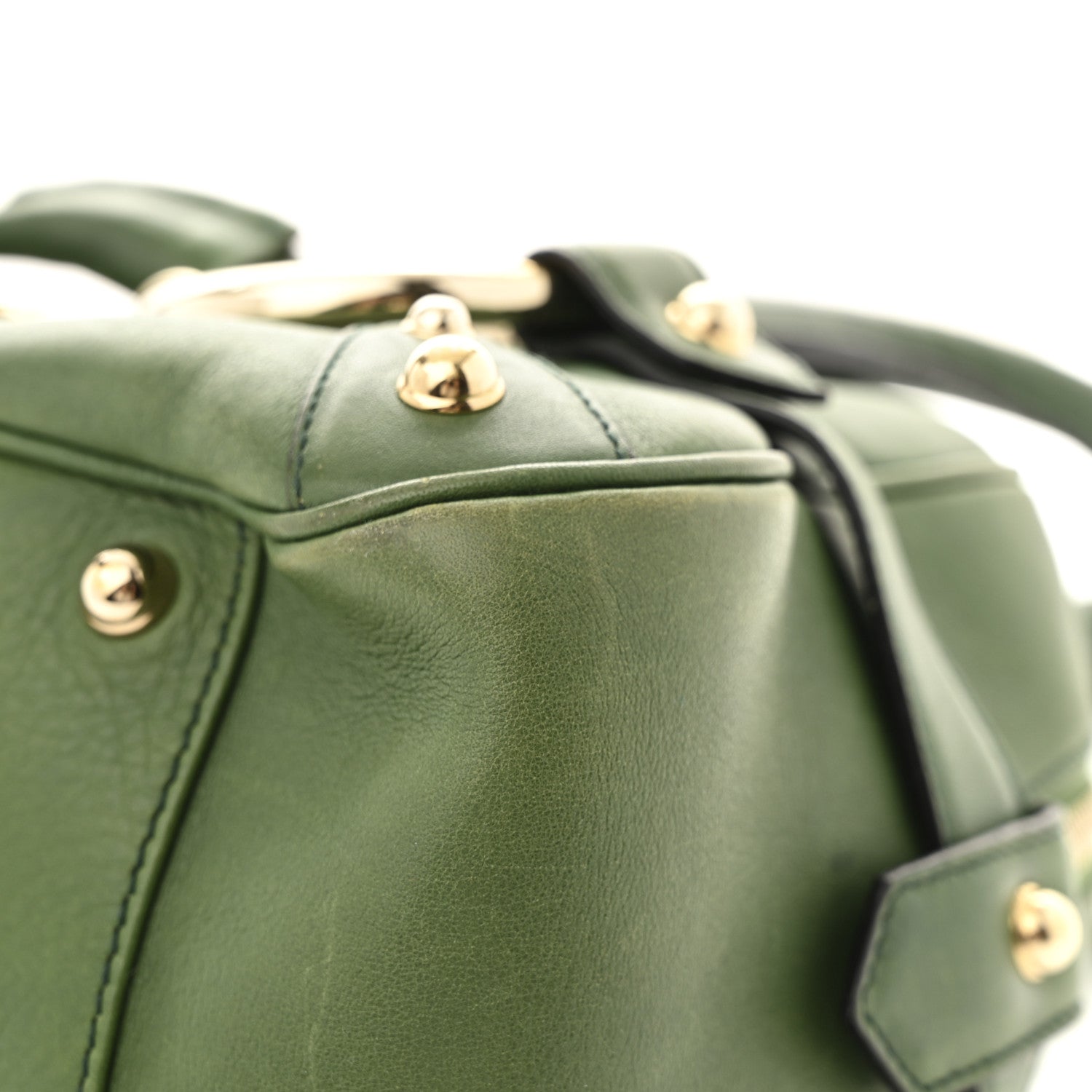 Calfskin Large Horsebit Chain Satchel Green