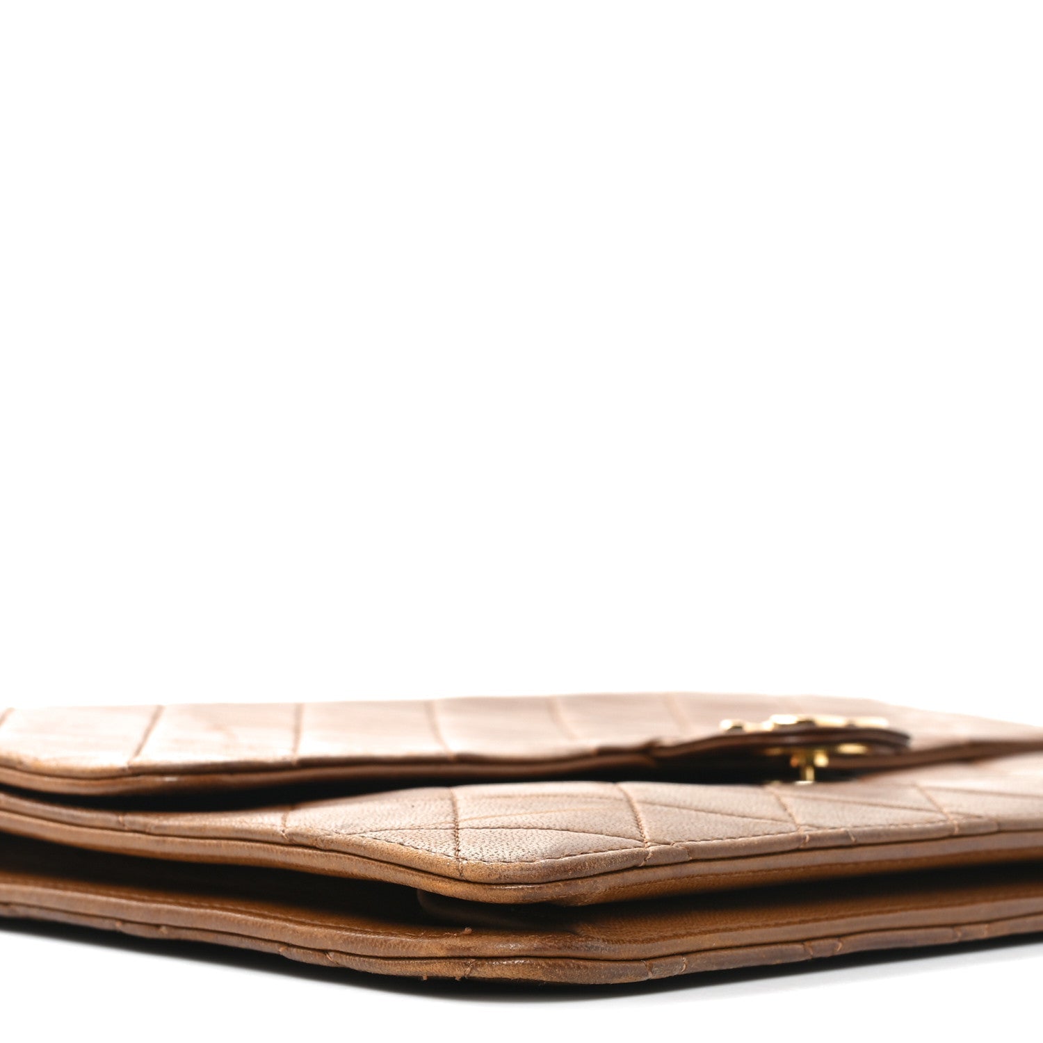 Lambskin Quilted Medium Single Flap Brown