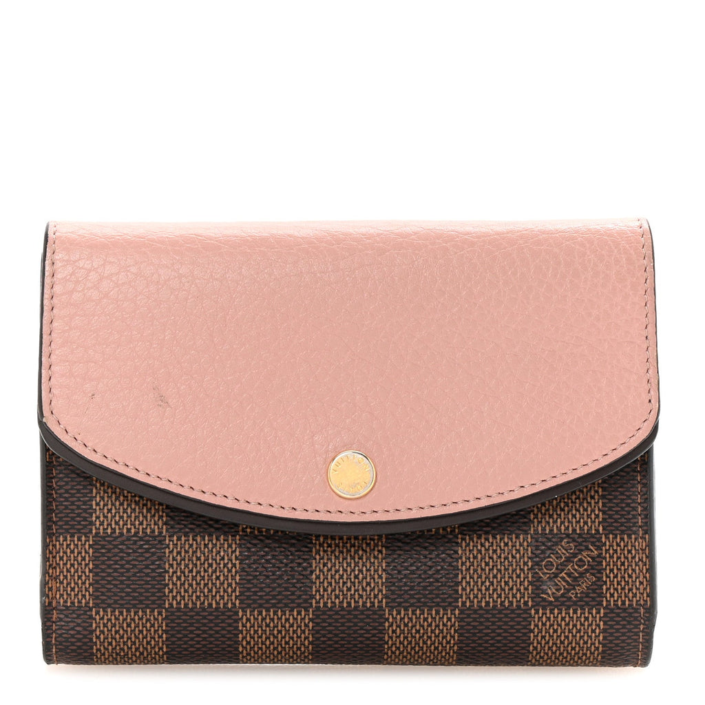 Damier Ebene Normandy Compact Wallet Rose Ballerine